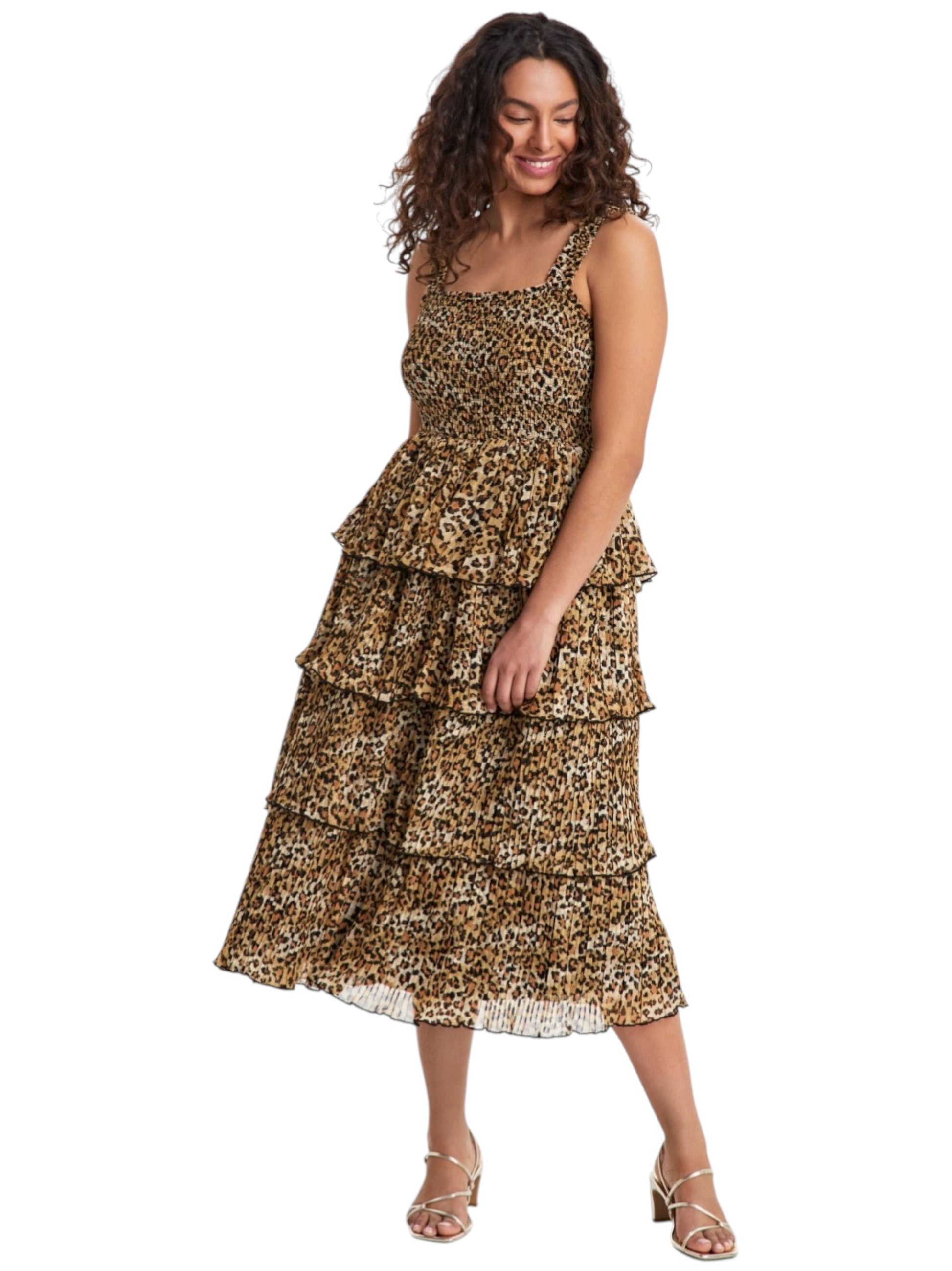 Women's Printed Ruffled Dress,Tiger