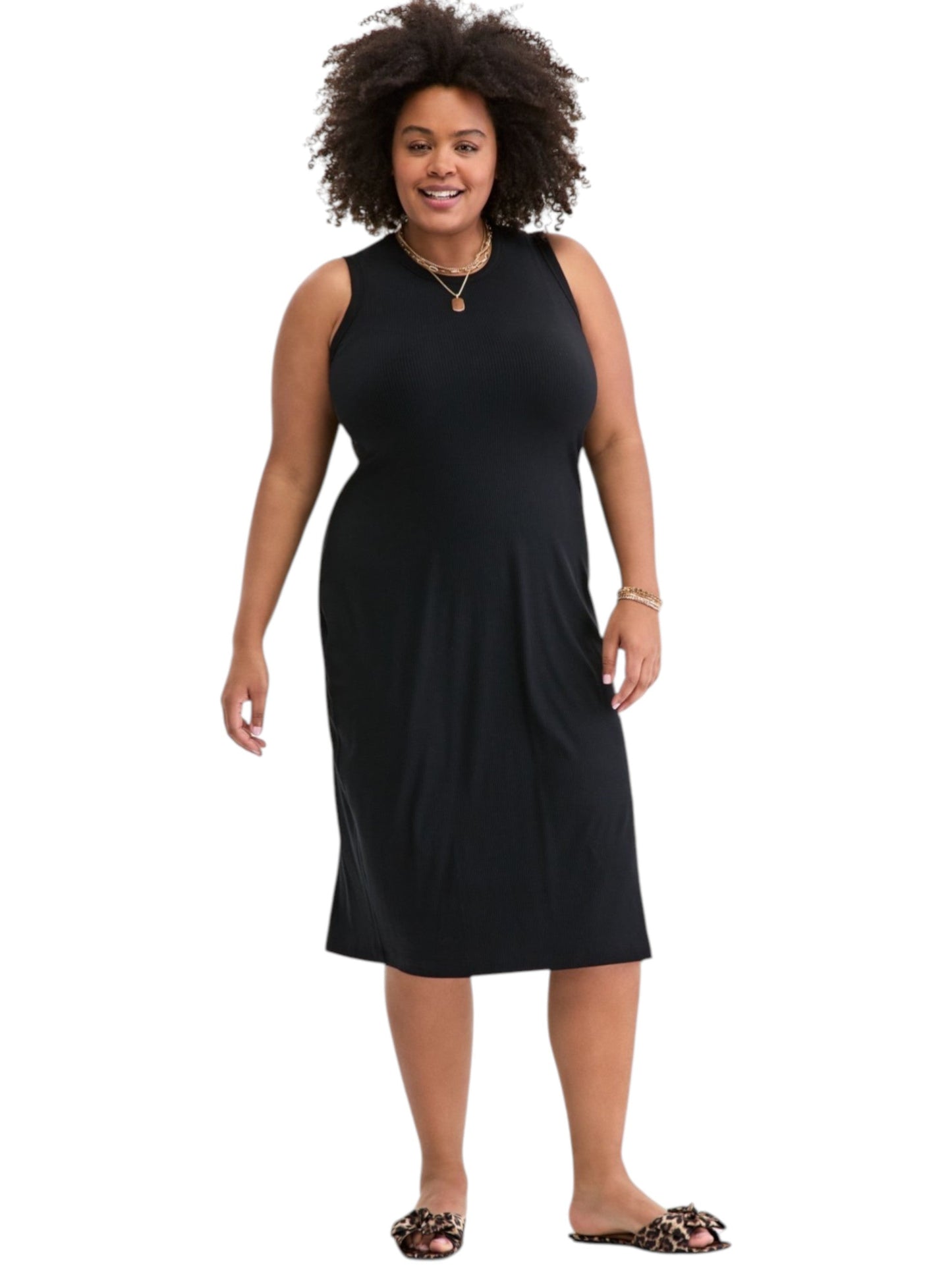 Women's Ribbed Dress,Black