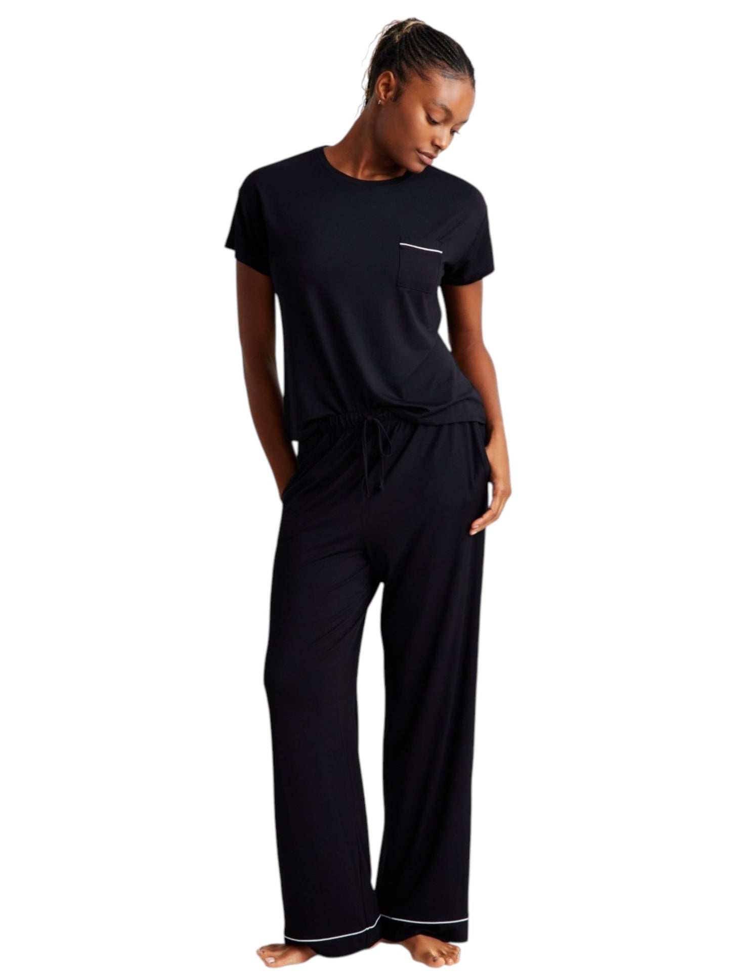 Women's Plain Sleepwear Top,Black