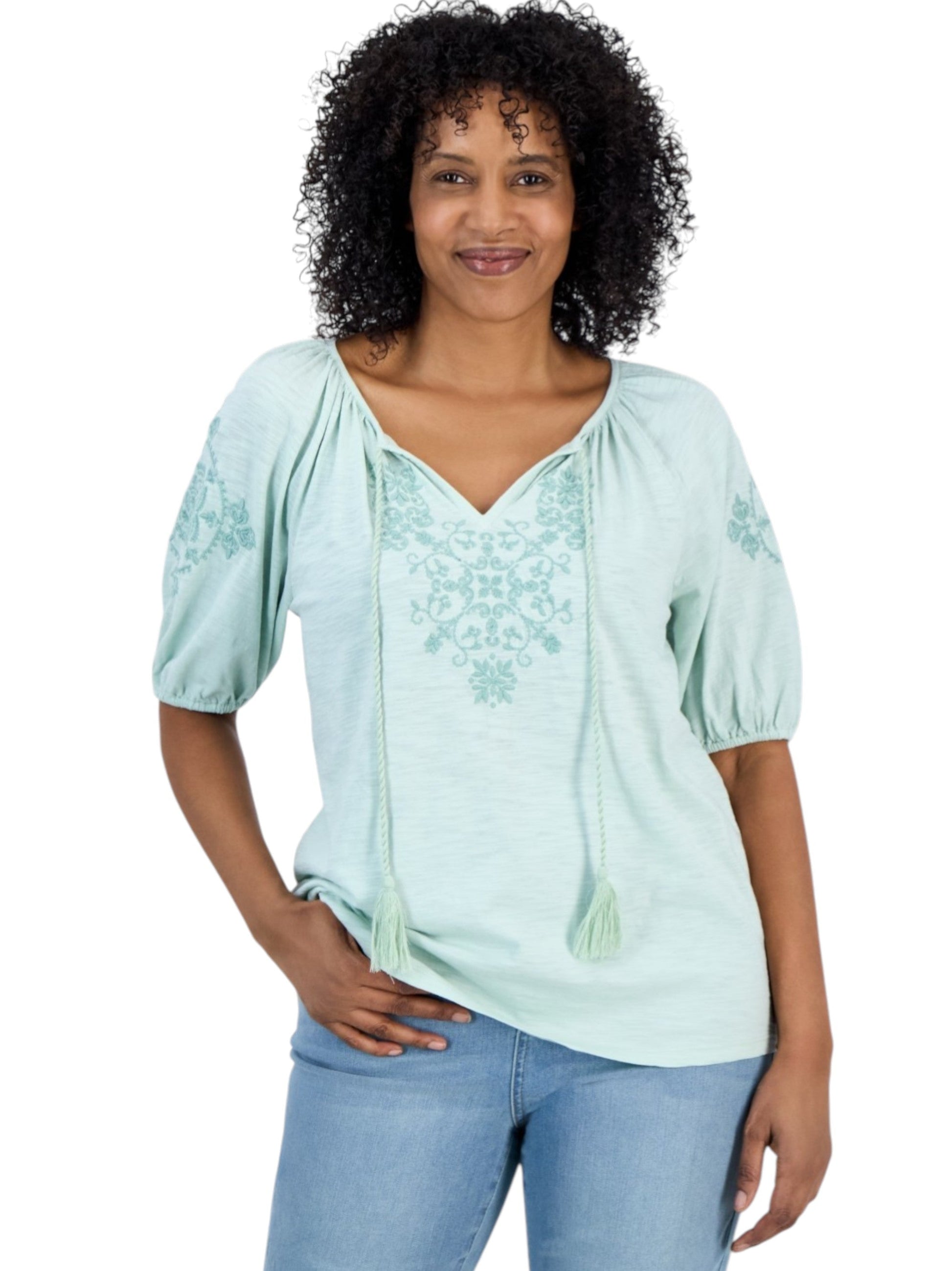 Women's Embroiered Top,Mint