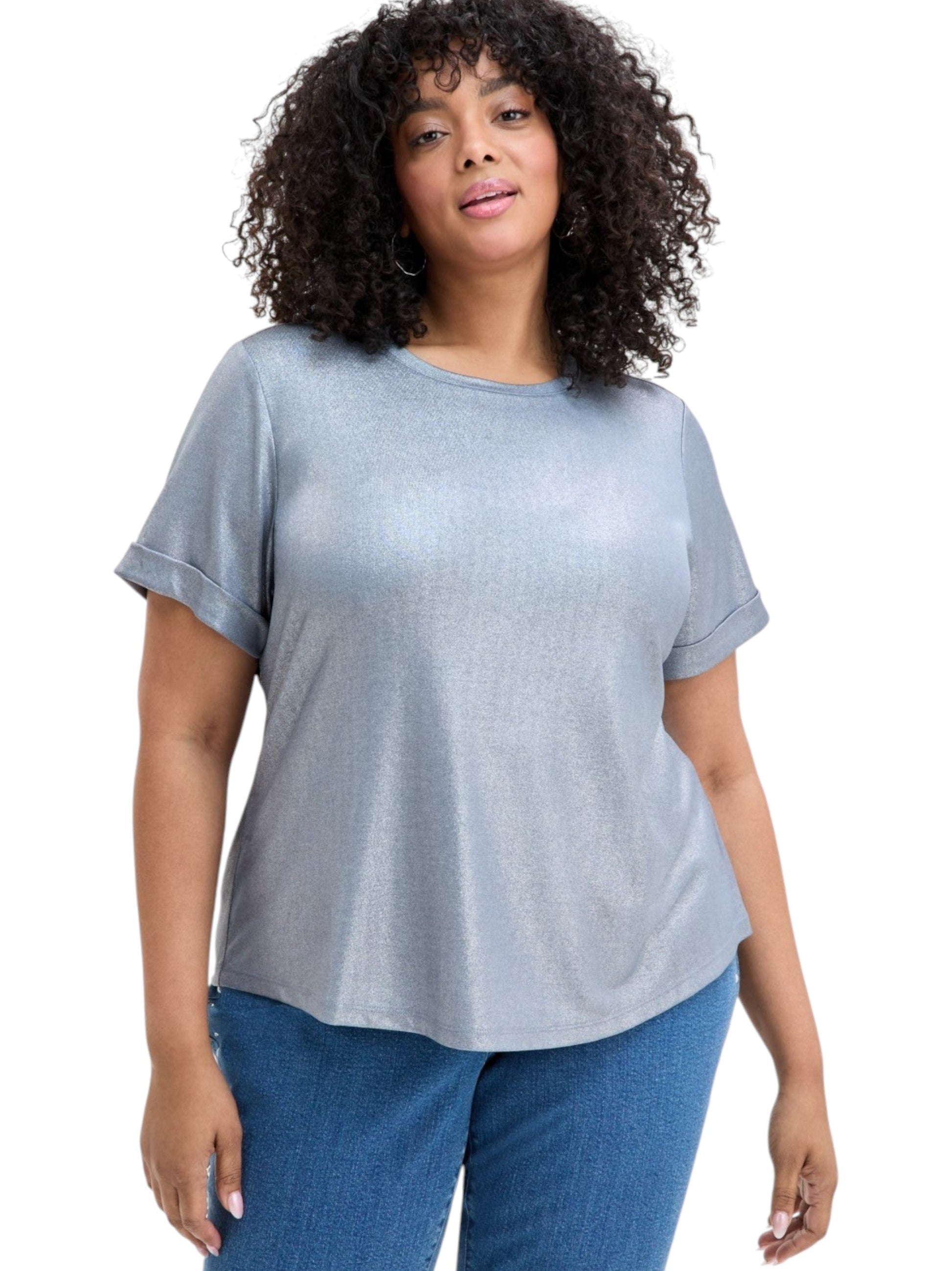 Women's Shiny Top,Dark Silver