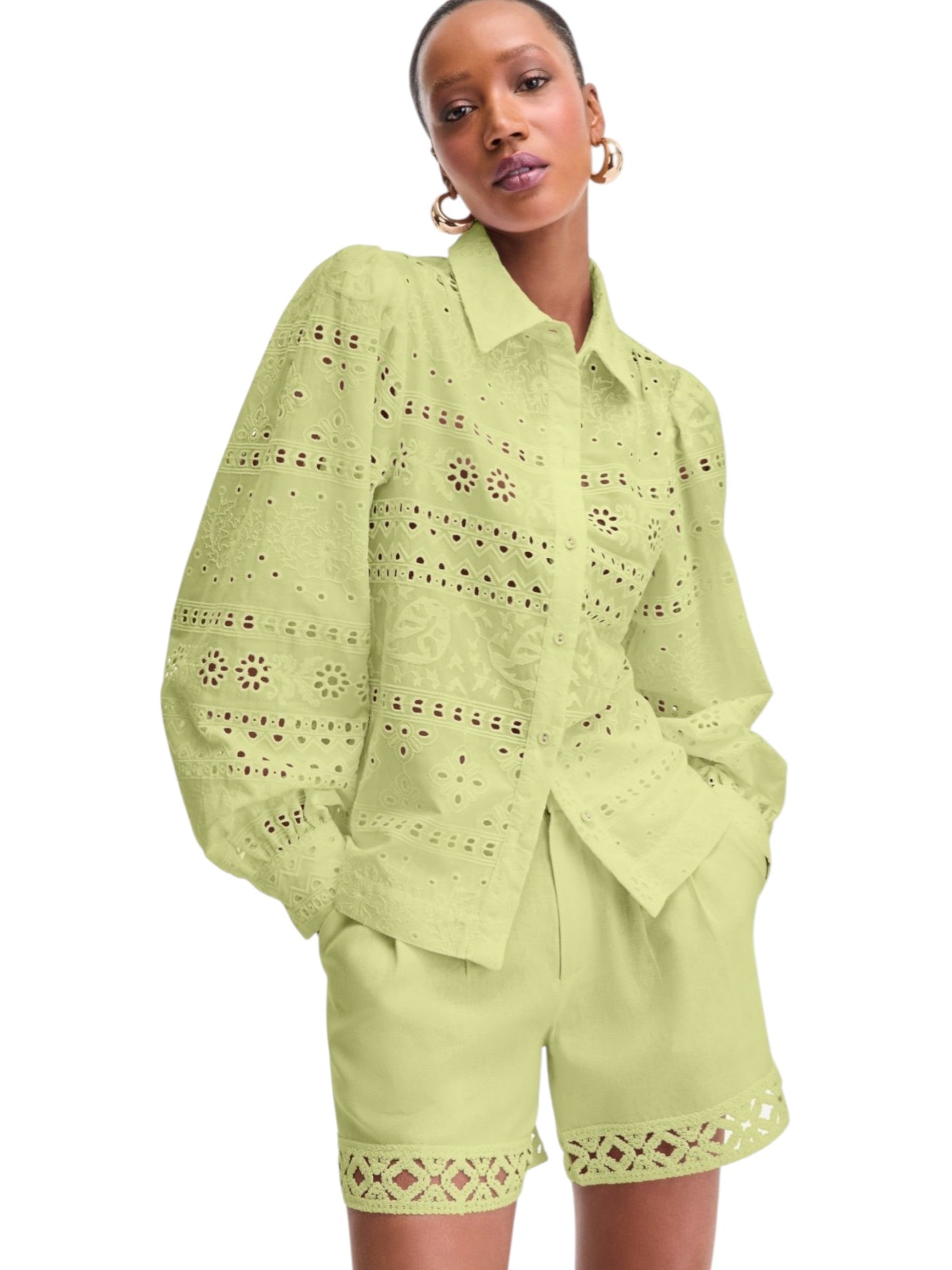 Women's Embroidered Chemise,Pistachio