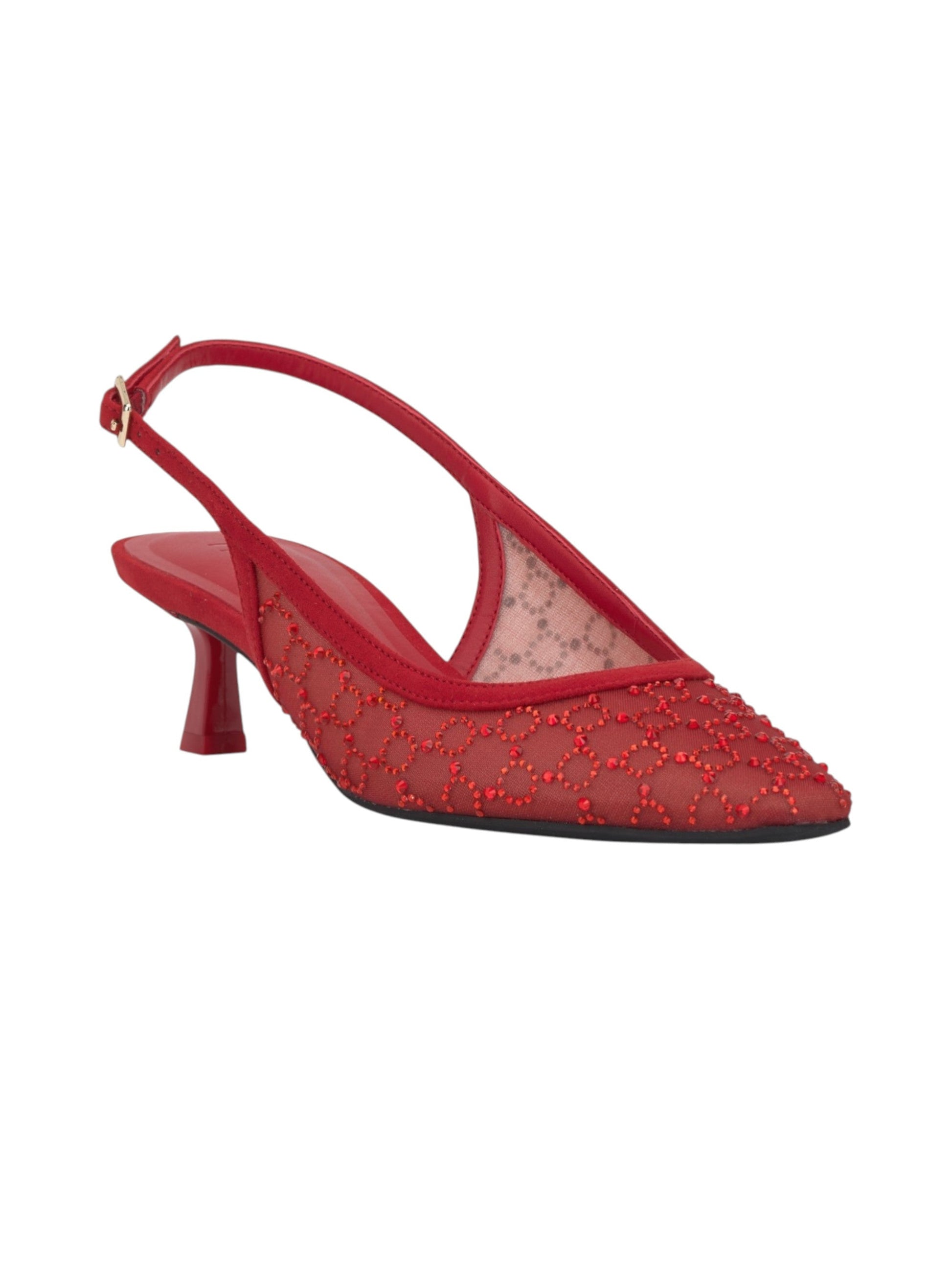 Women's Rhinestones Mesh Heels,Red