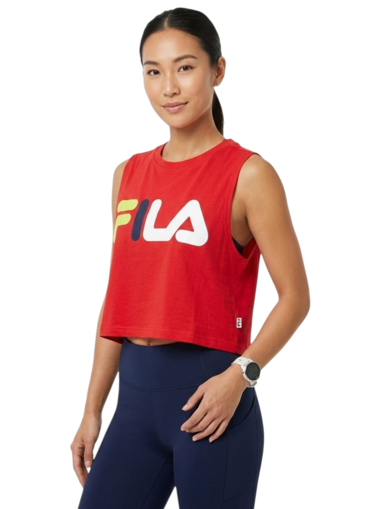 Women's Logo Printed Crop Sport Top,Red