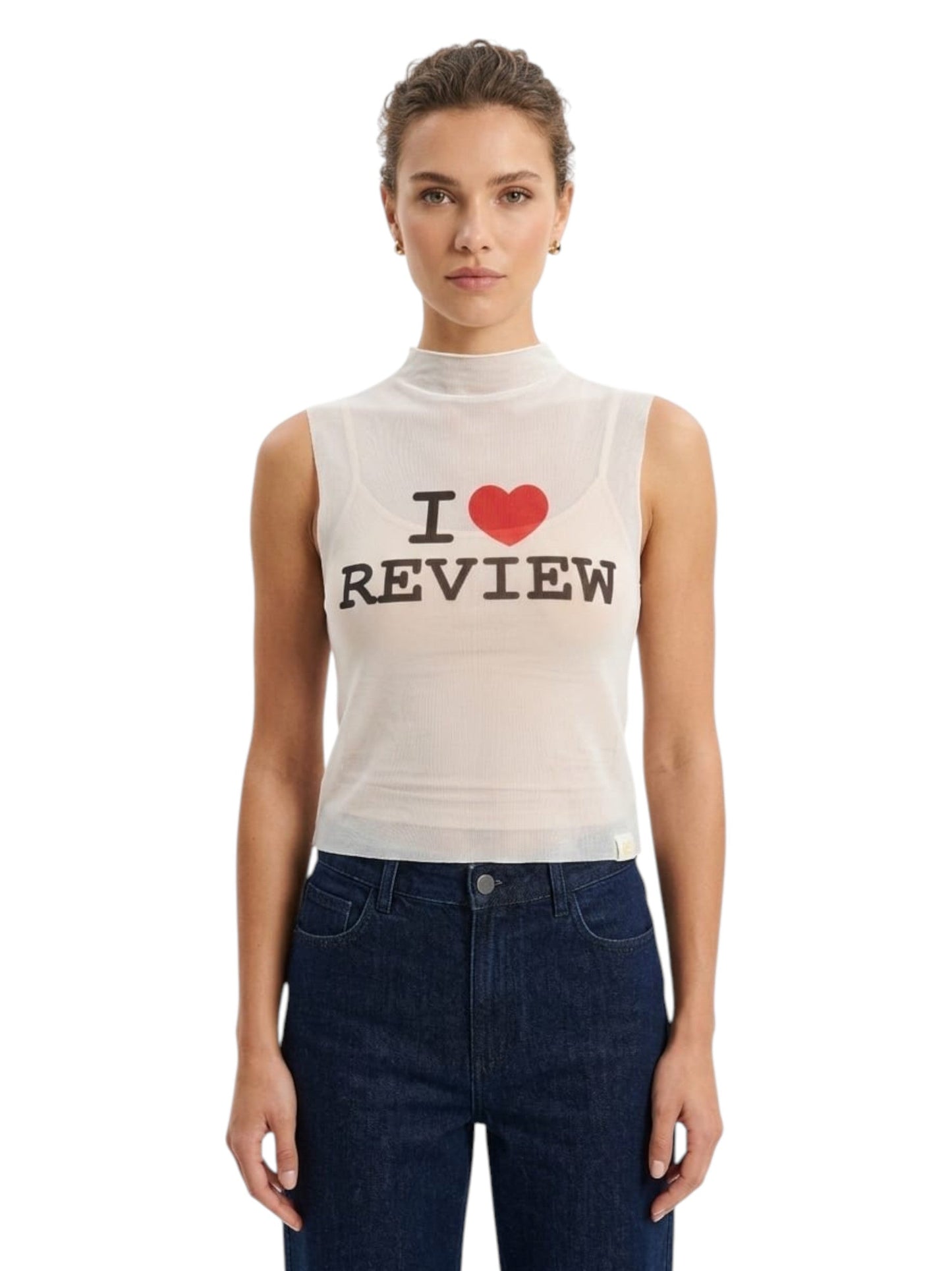 Women's Printed Sheer Top,White