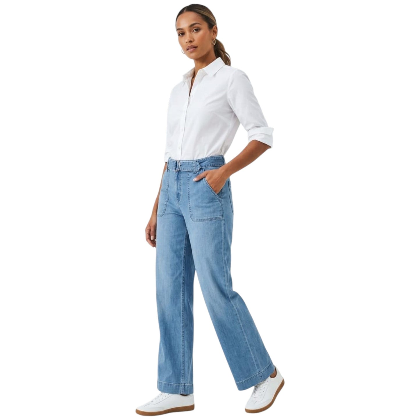 Women's Plain Solid Denim Pant,Blue