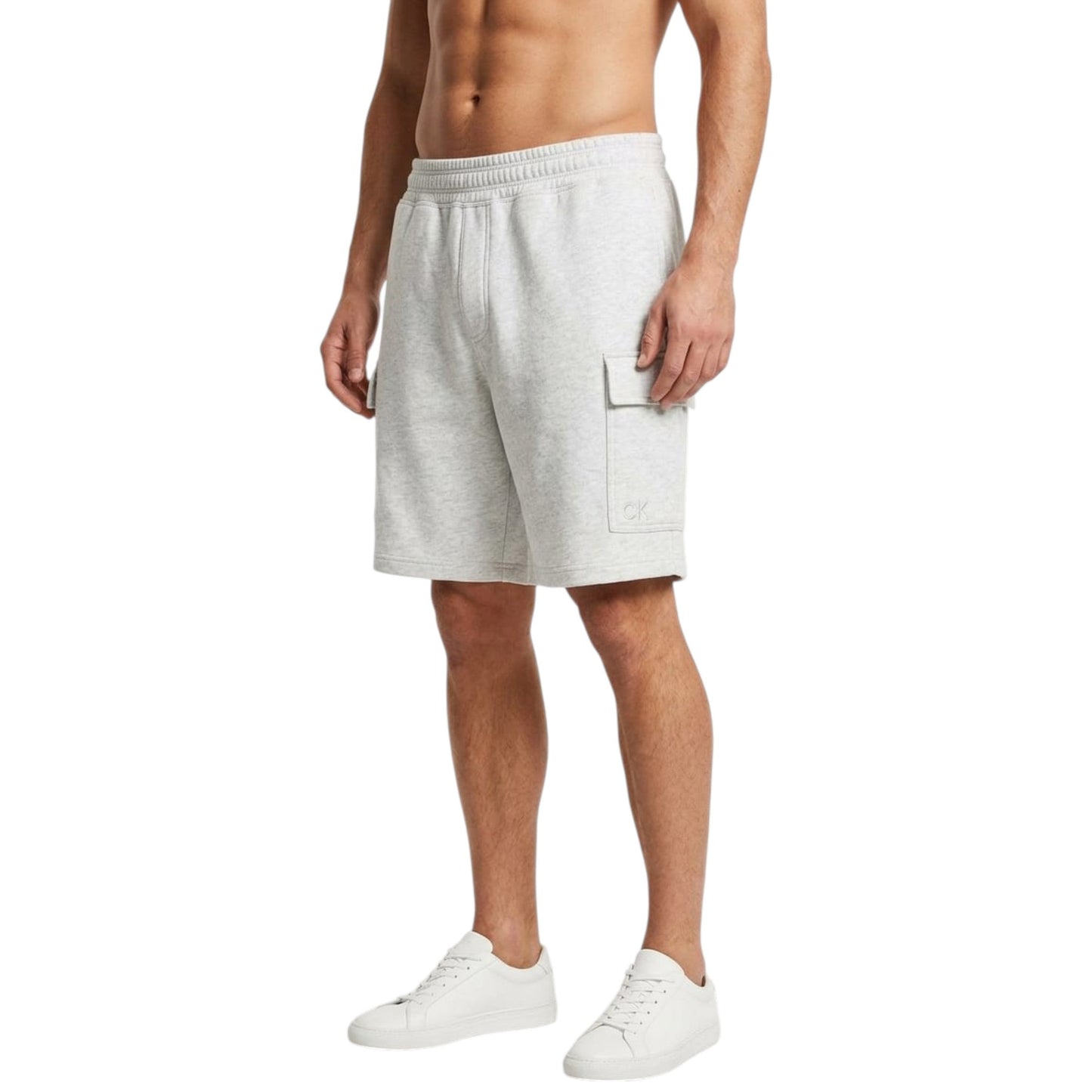 Men's Plain Solid Cargo Short,Light Grey