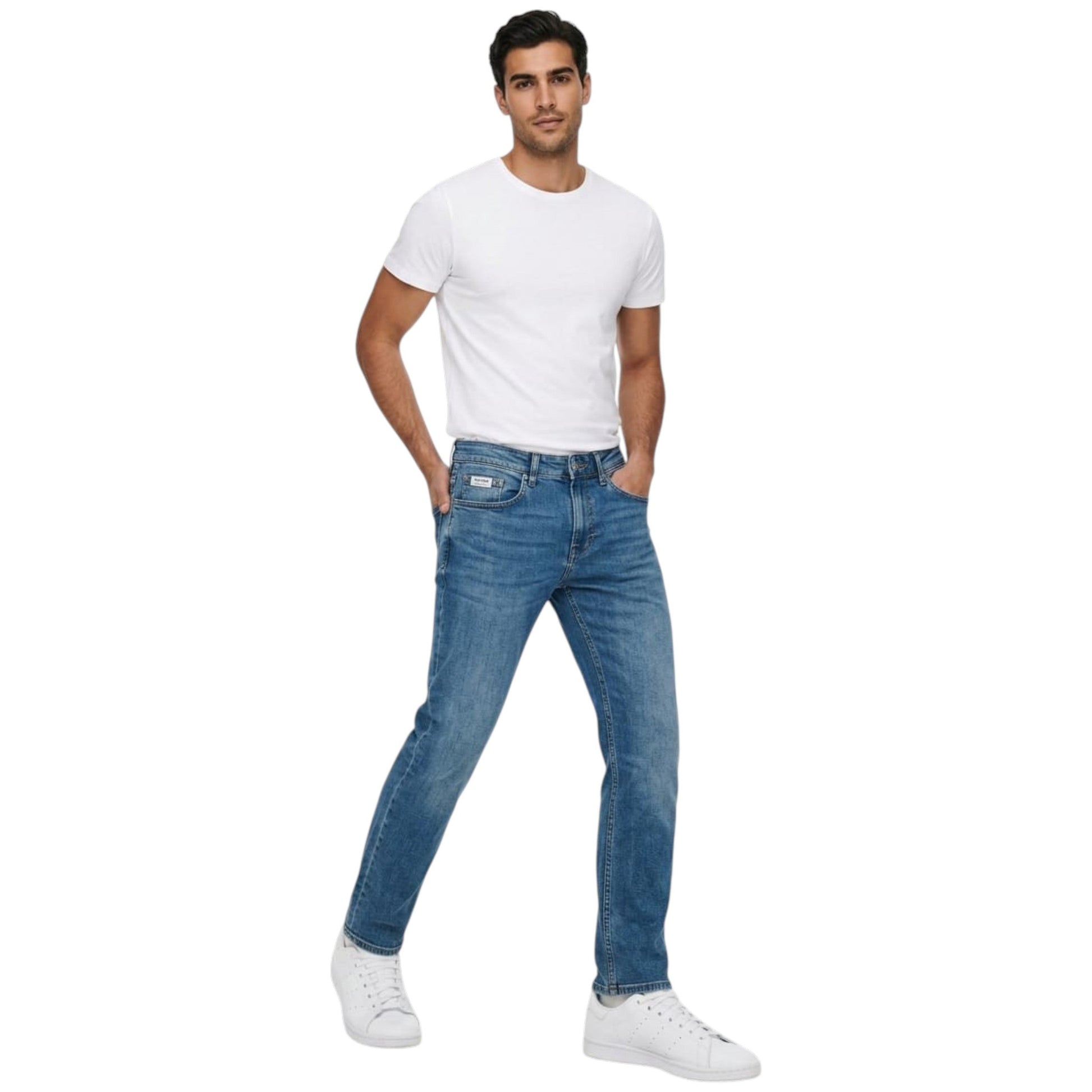Men's Washed Jeans,Light Blue