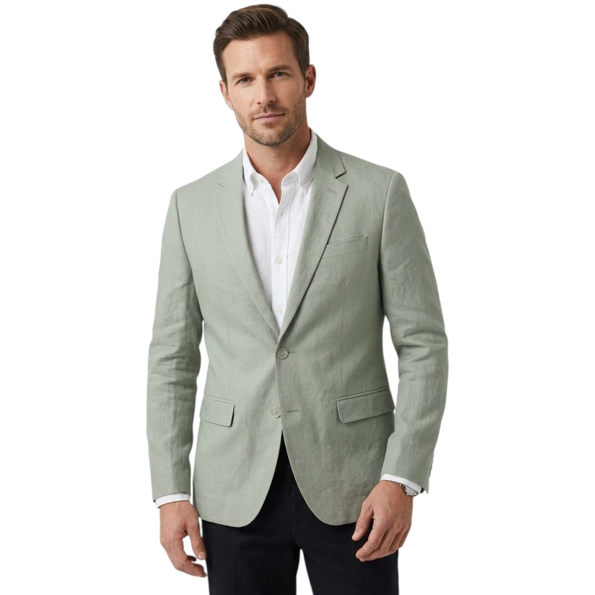 Men's Plain Solid Blazer,Light Olive