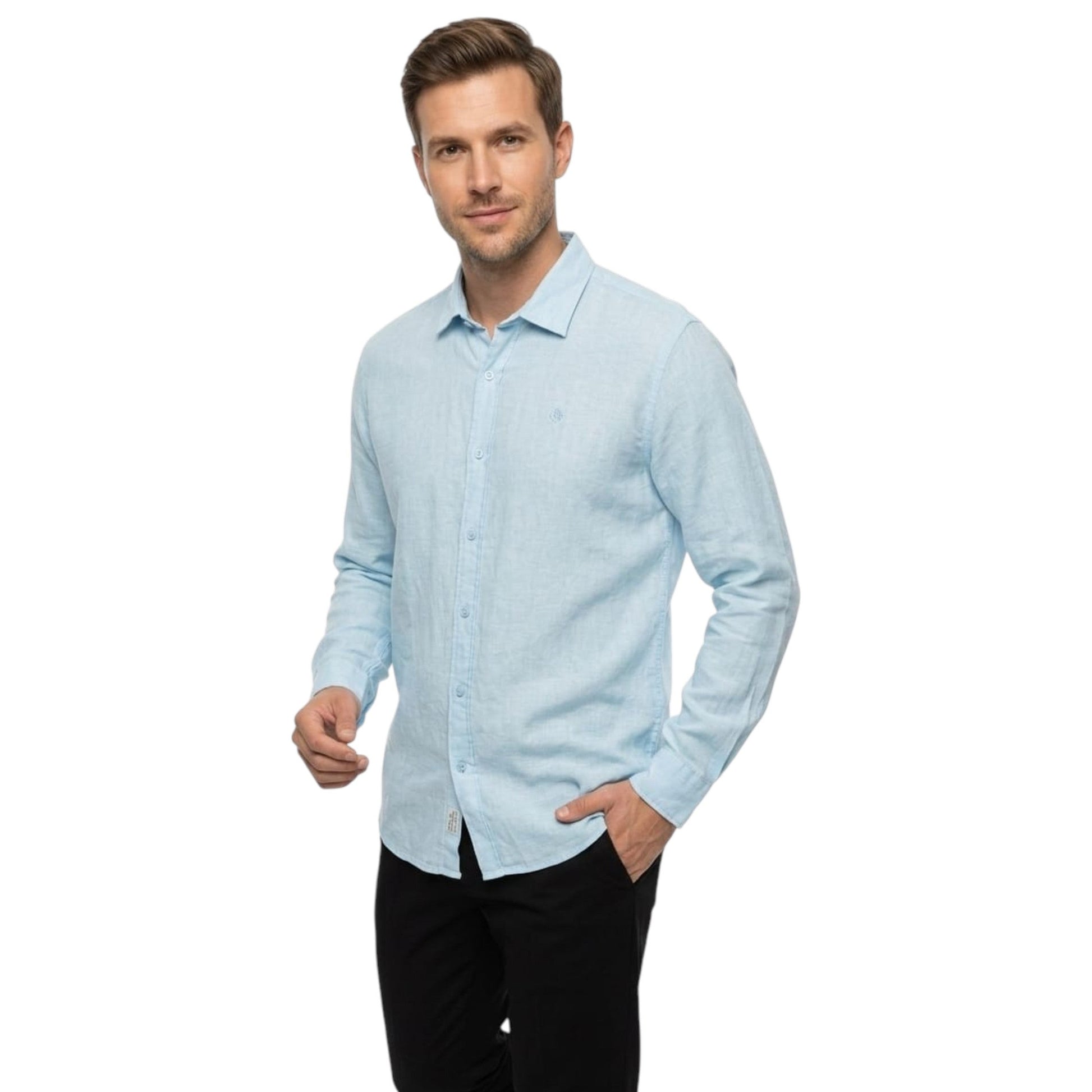Men's Plain Solid Dress Shirt,Light Blue