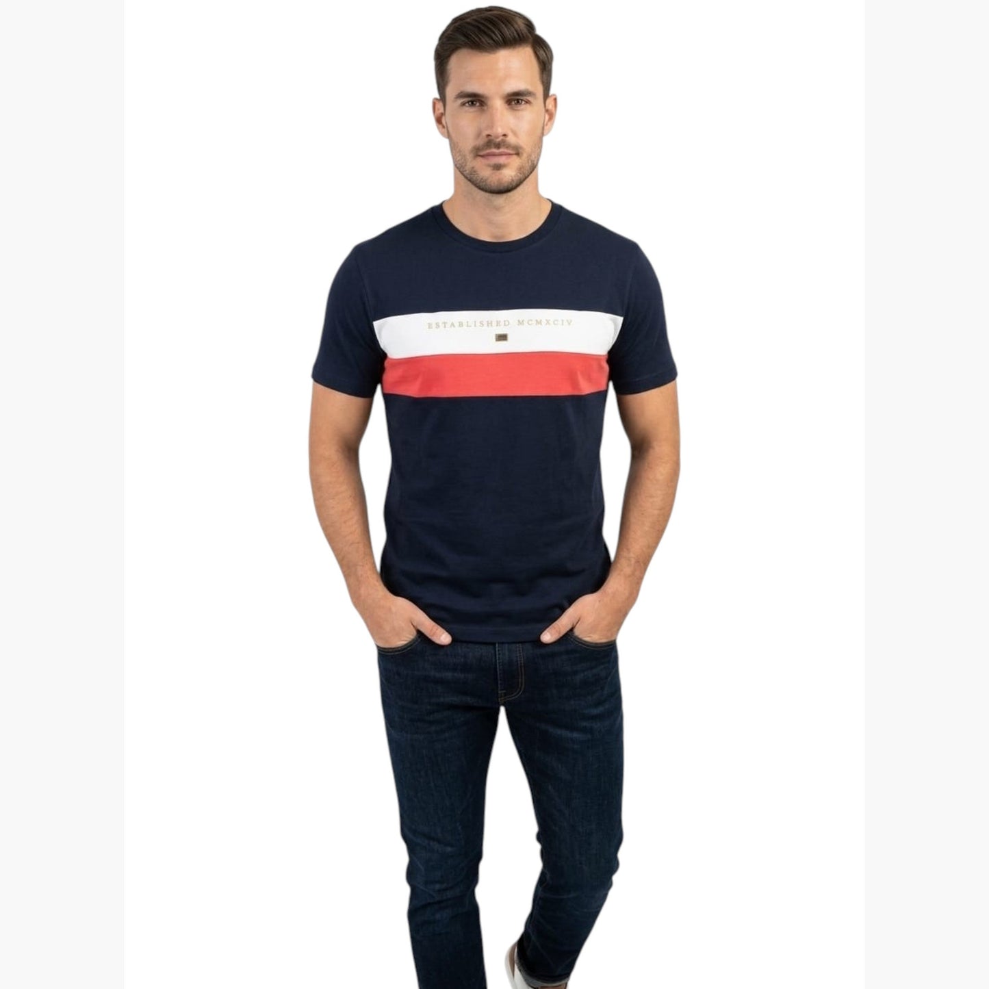 Men's Colorblocked Top,Navy