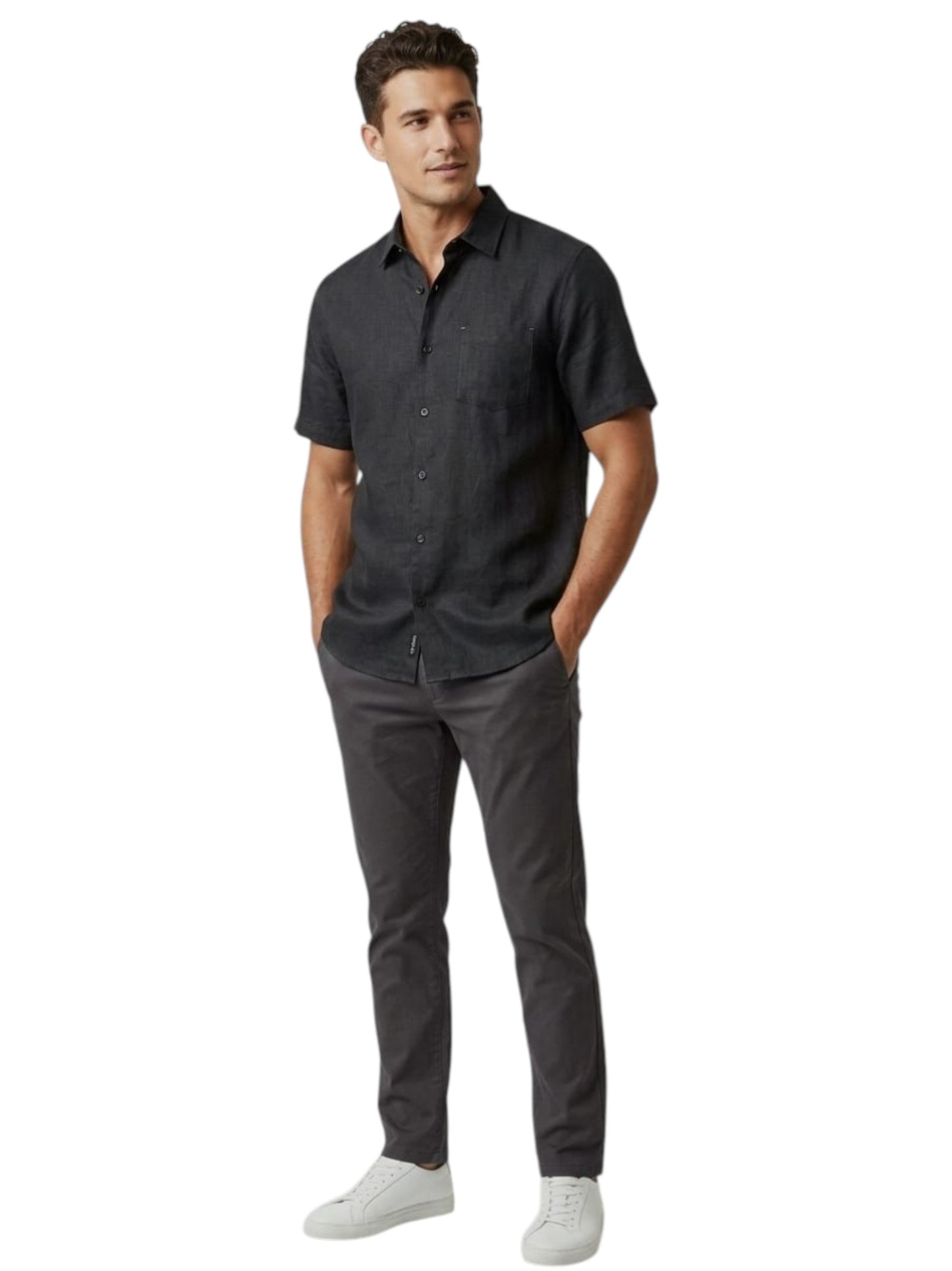 Men's Plain Dress Shirt,Black