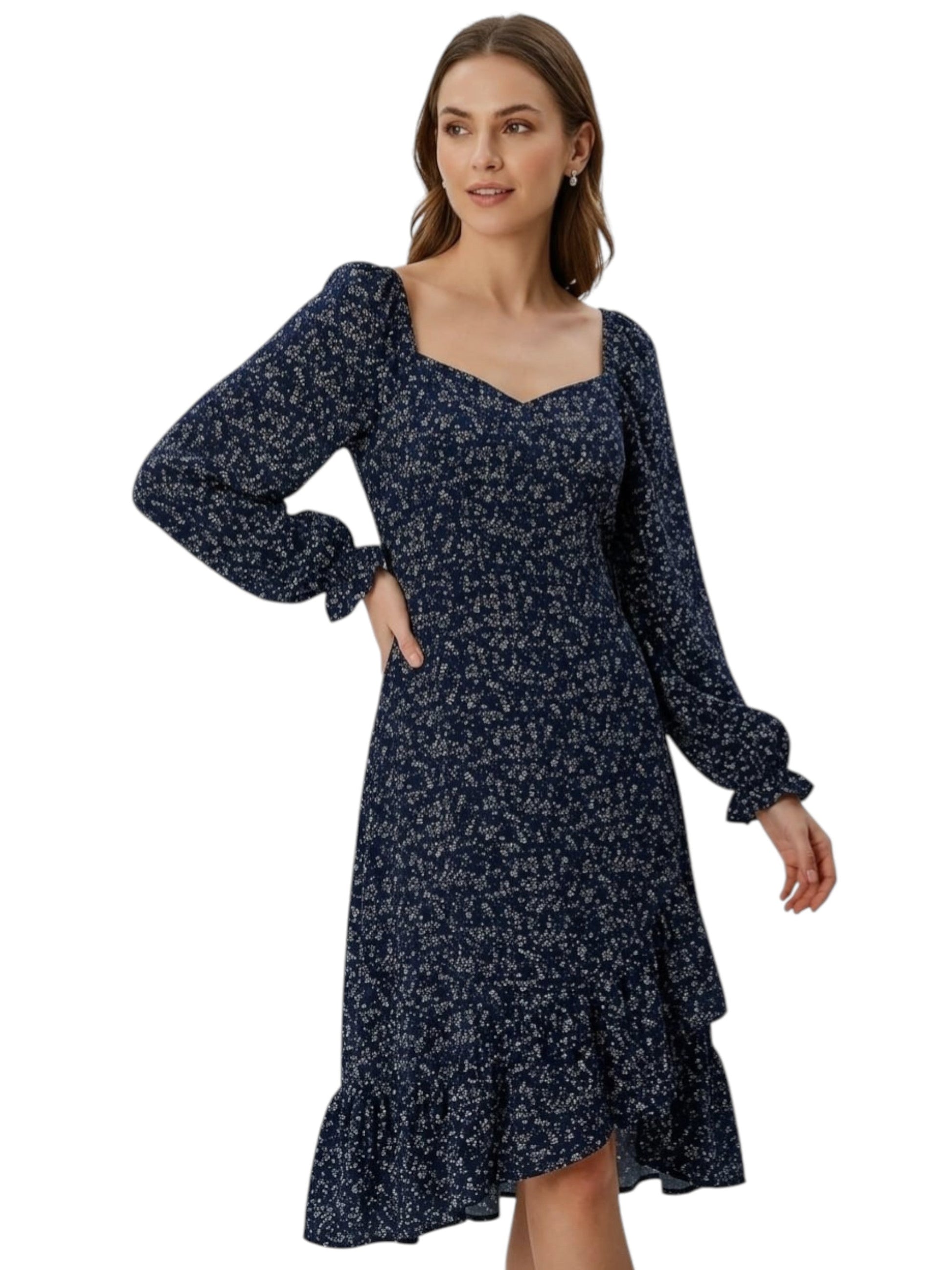 Womens Floral Printed Dress,Navy