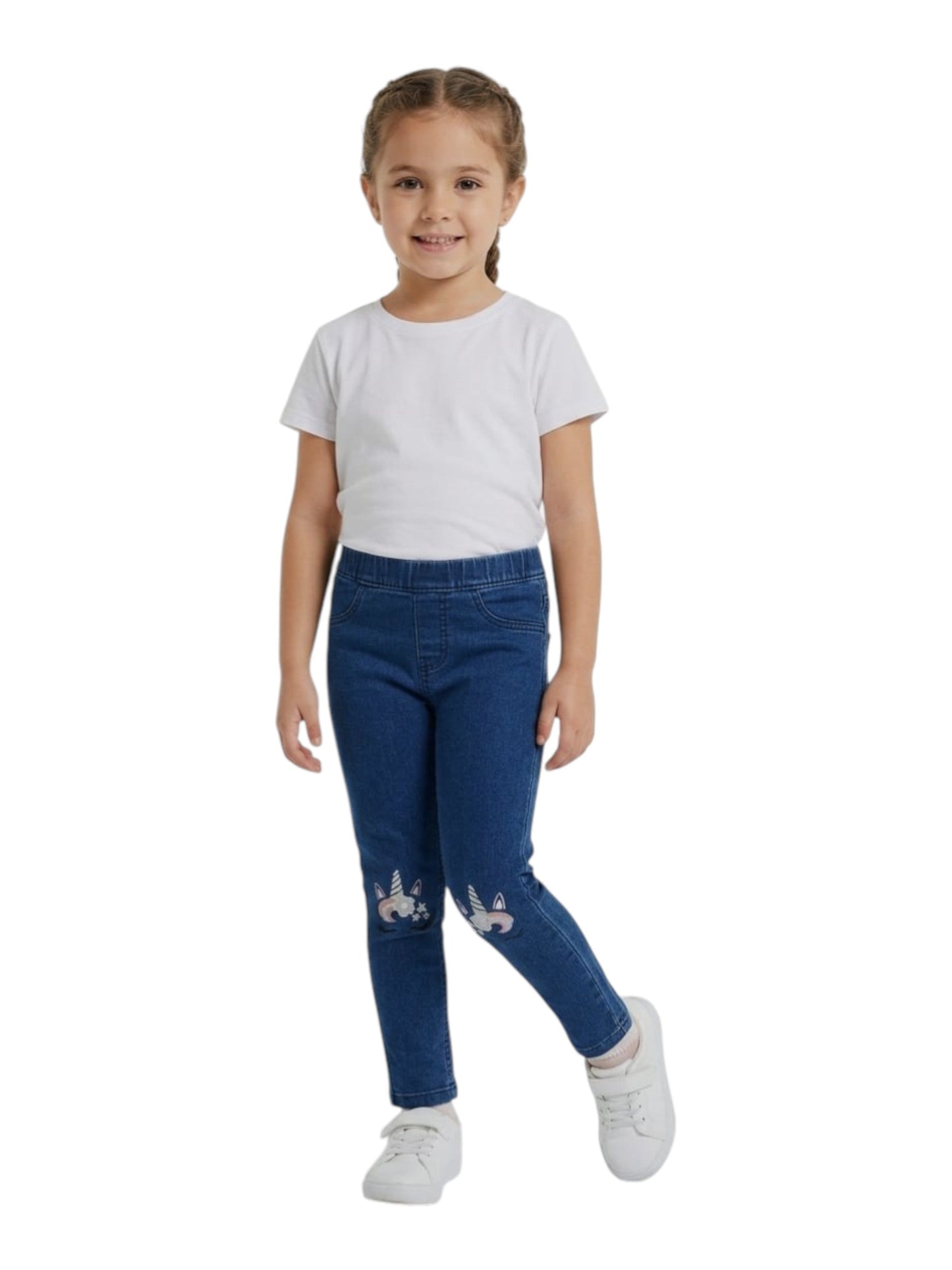Kids Girl's Embroidered Jeans,Blue