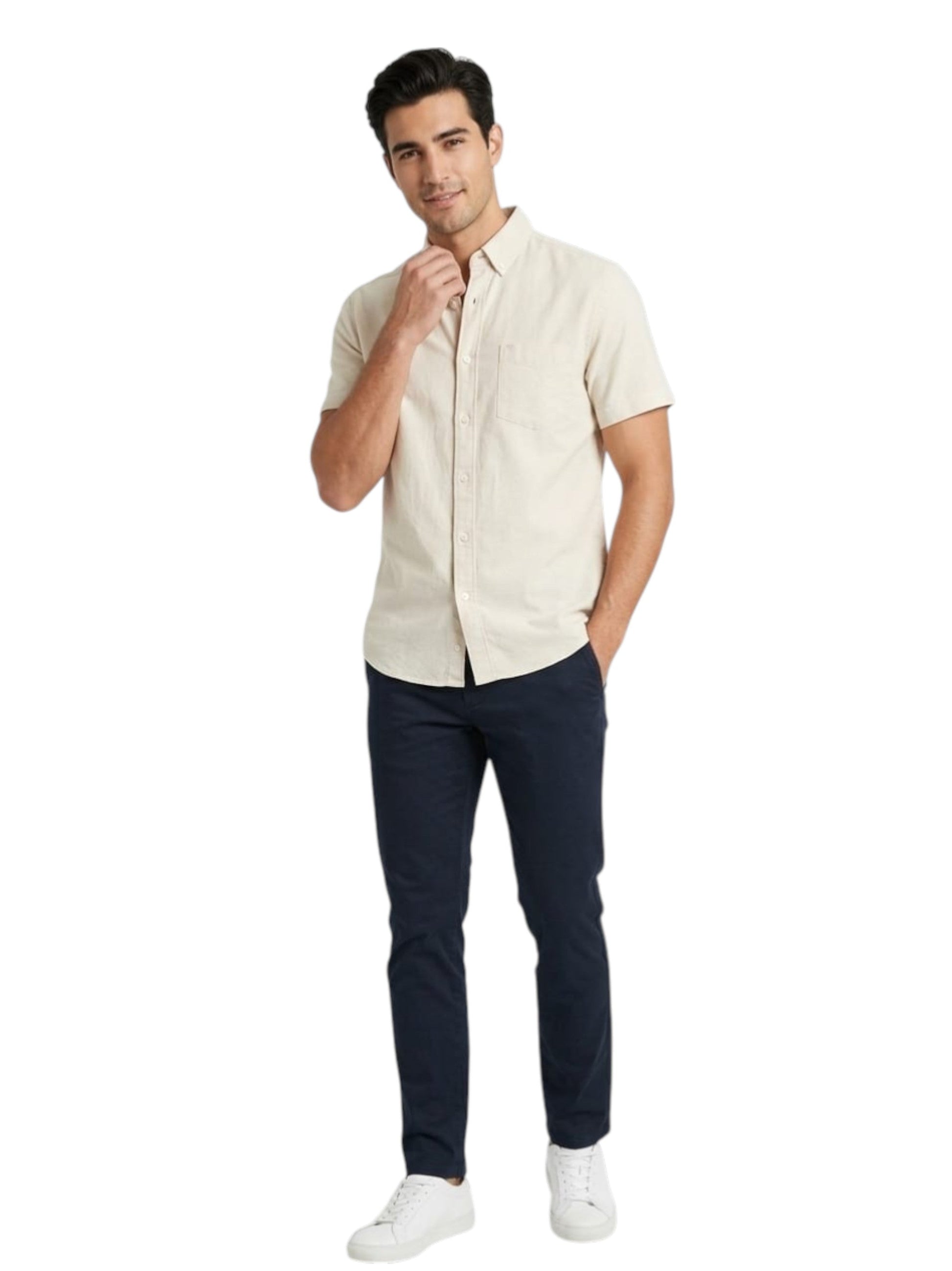 Men's Textured Dress Shirt,Beige