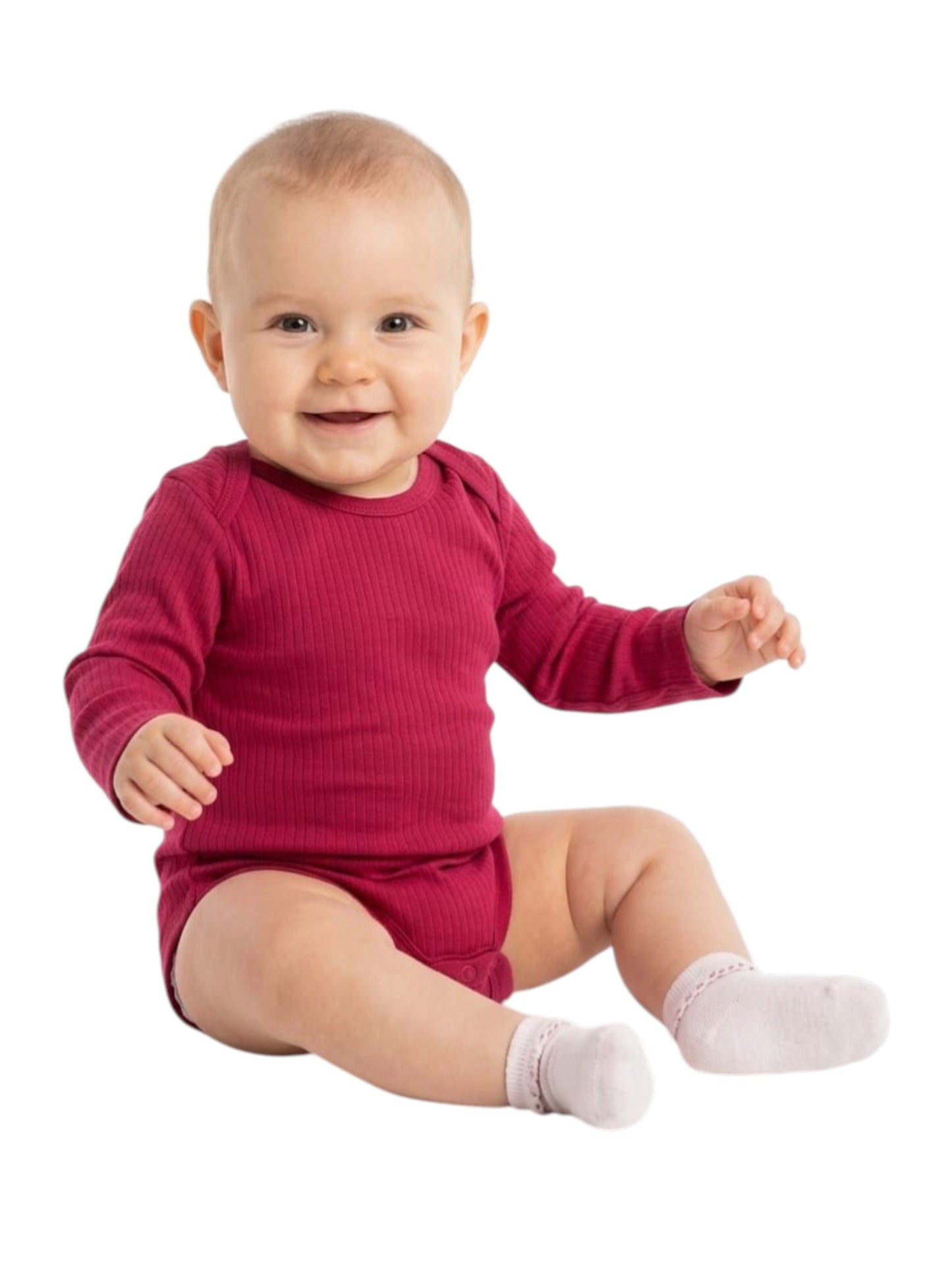 Kids Girl's Knitted Bodysuit,Dark Pink