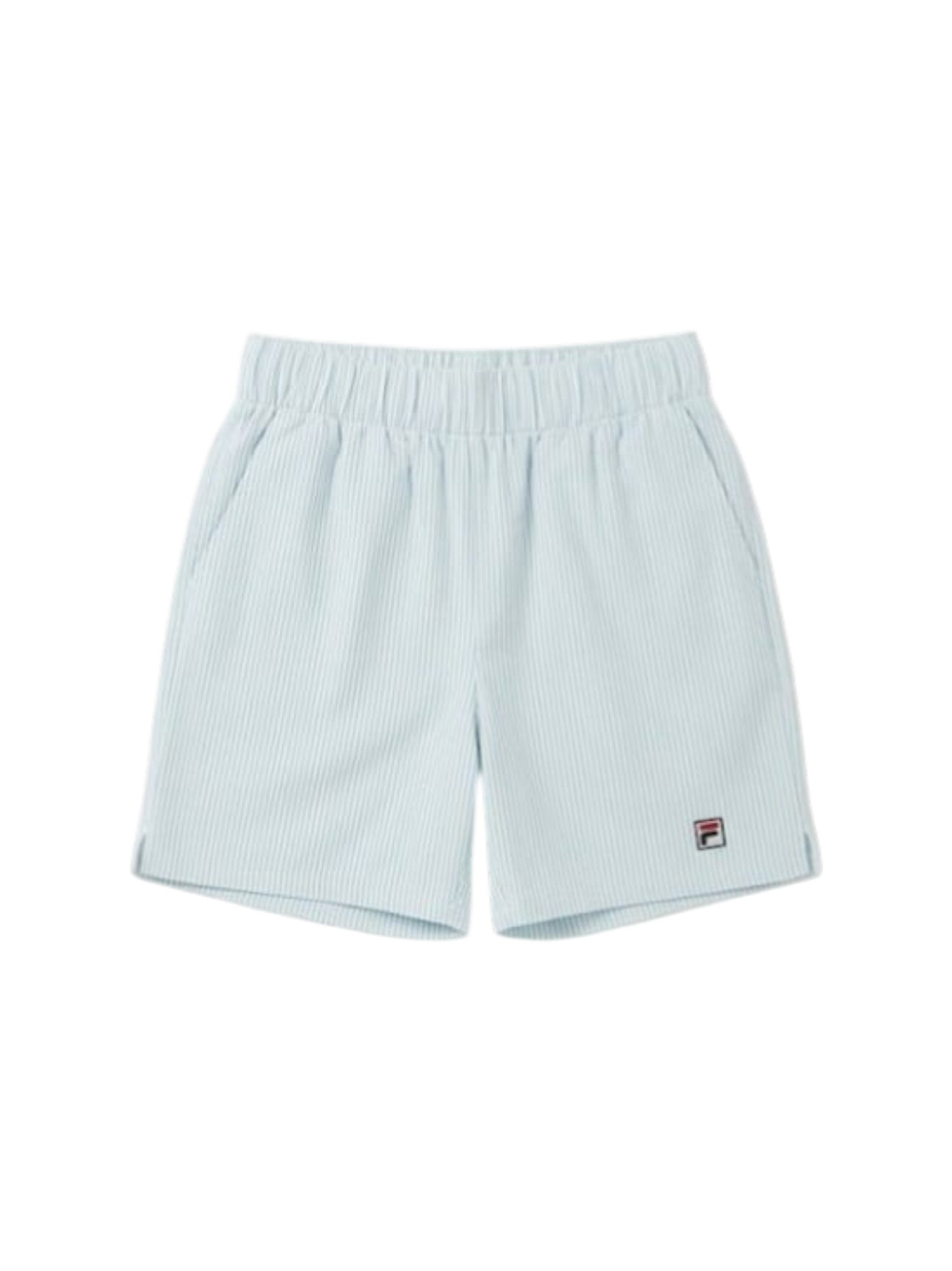 Women's White Striped Short,Light Blue