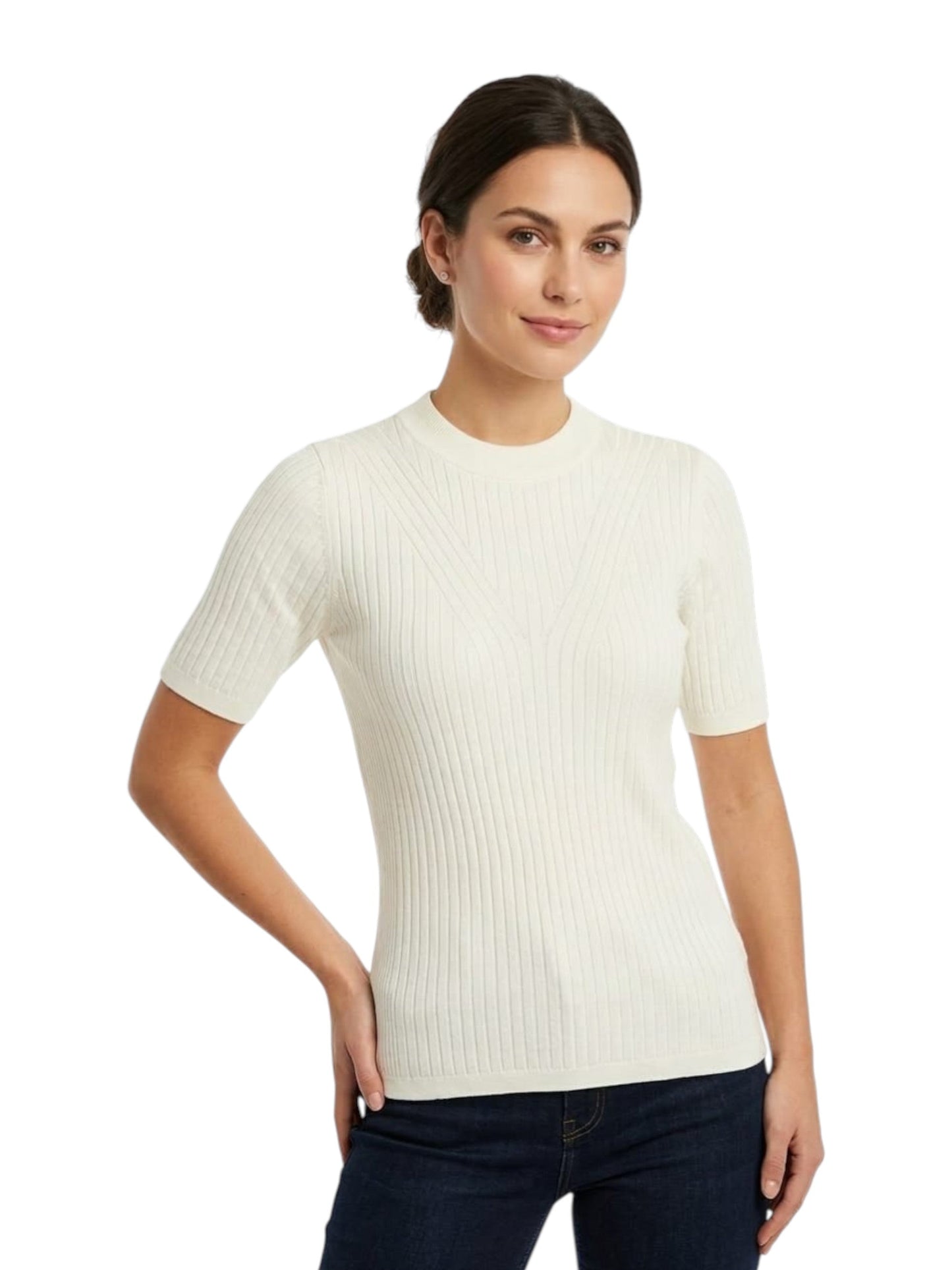 Women's Knitted Ribbed Top,White