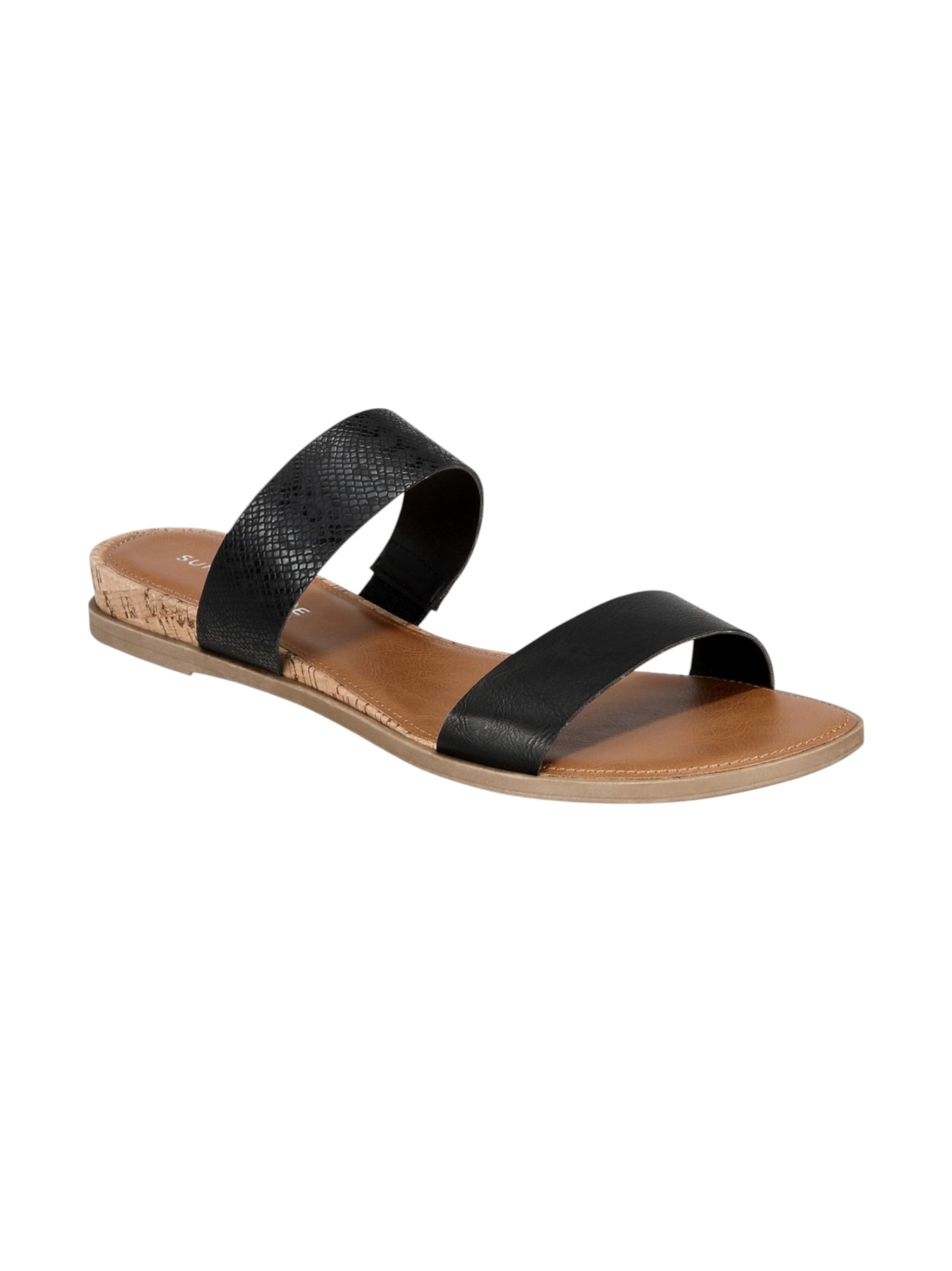 Women's Ribbed Sandals,Black