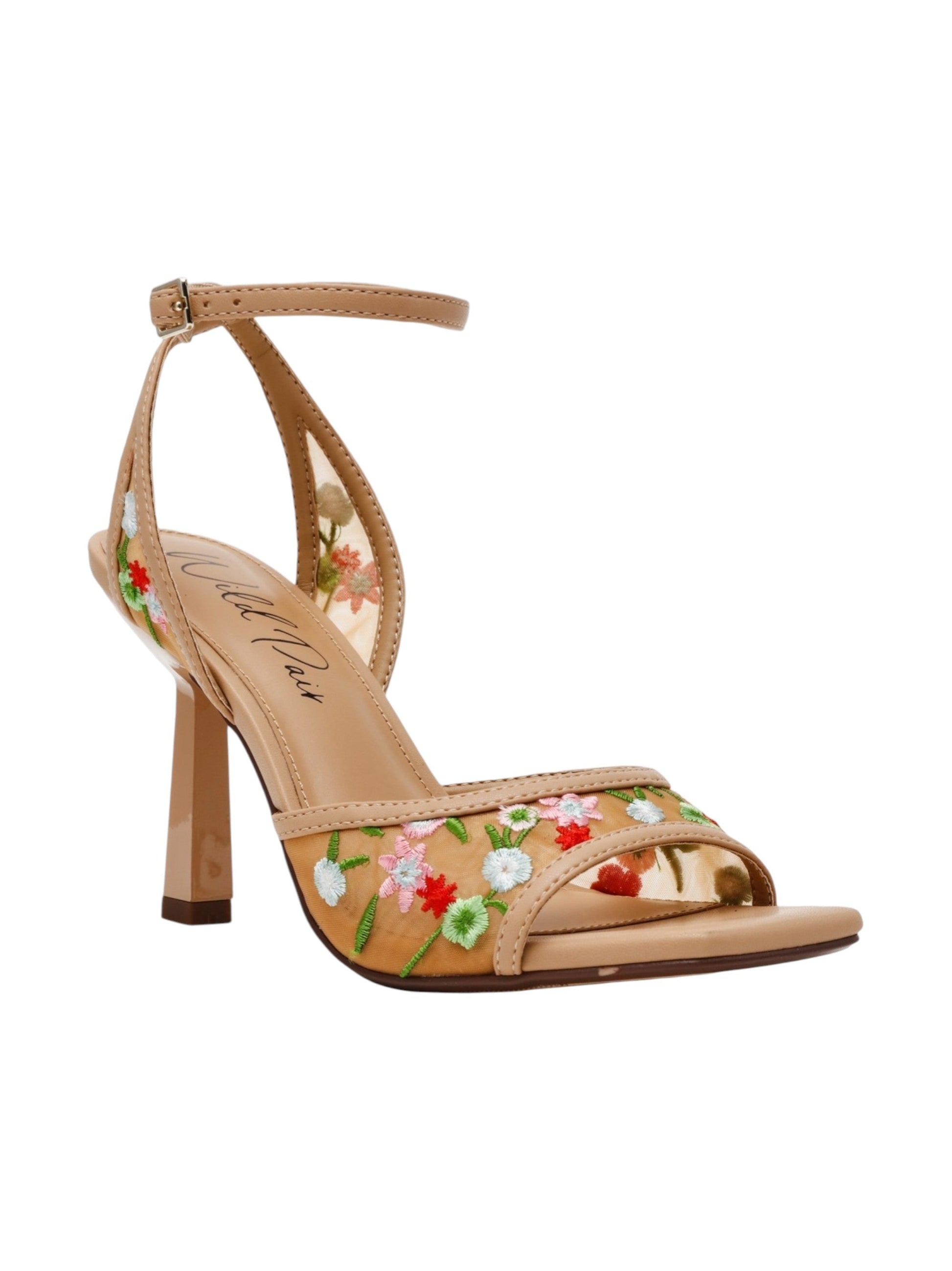 Women's Floral Embroidered Sandals,Beige