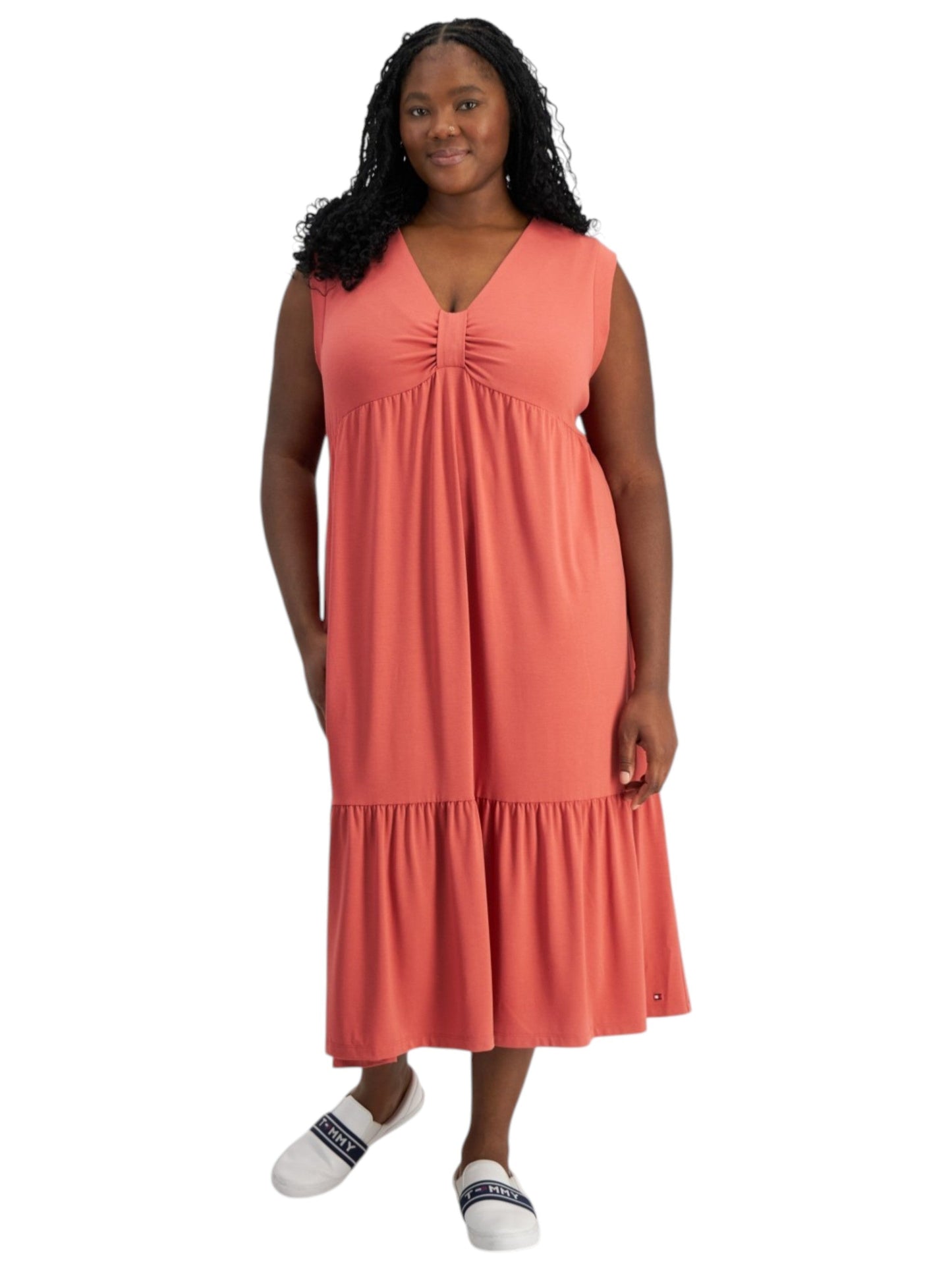 Women's Plain Dress,Coral