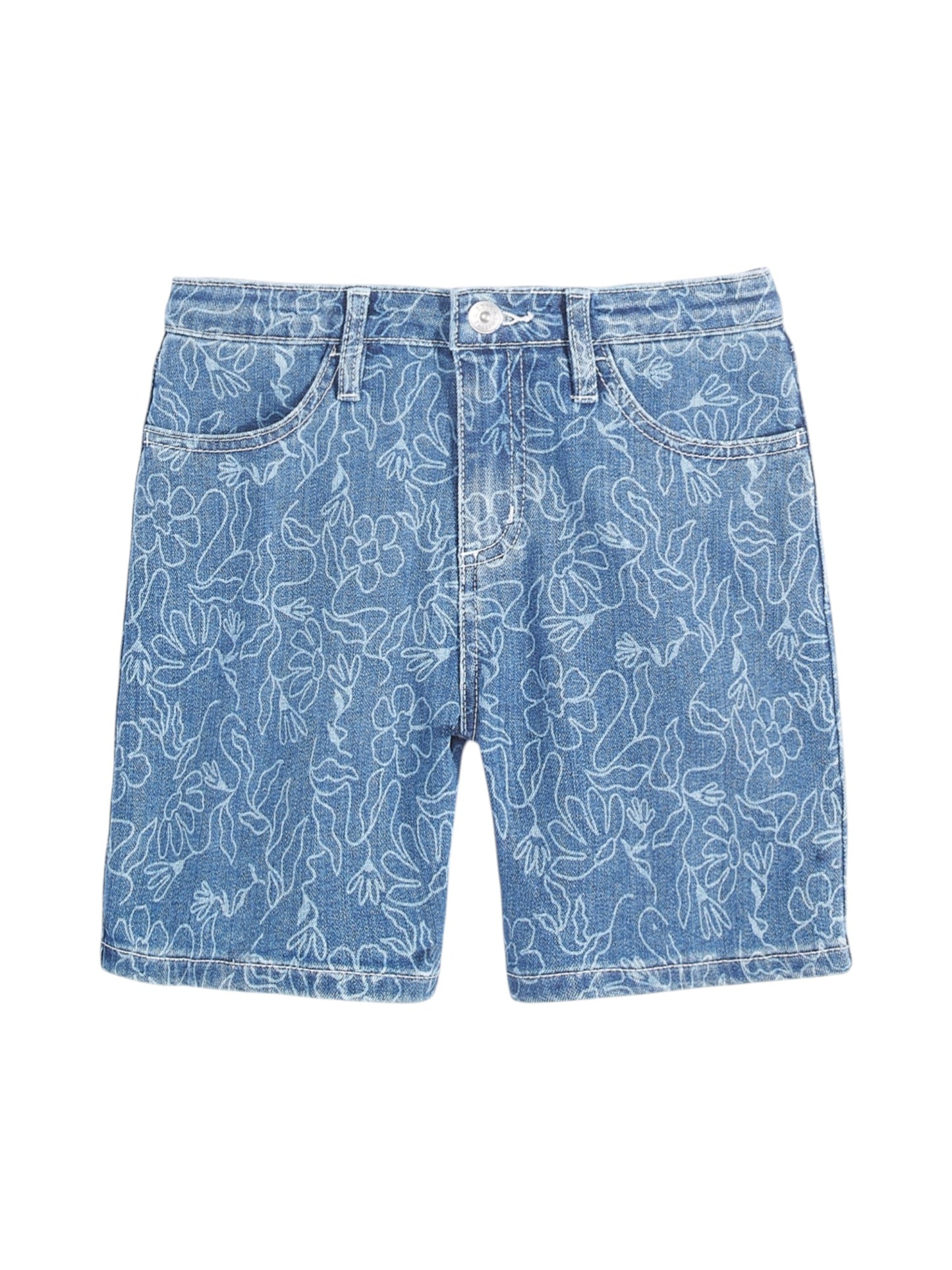 Kids Girl's Printed Short,Jeans Blue