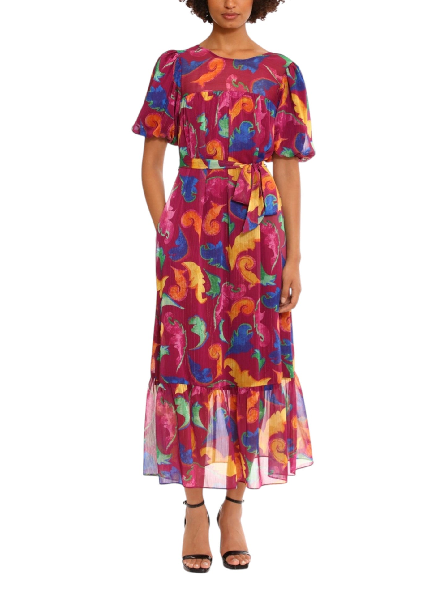 Women's Printed Shiny Dress,Mauve
