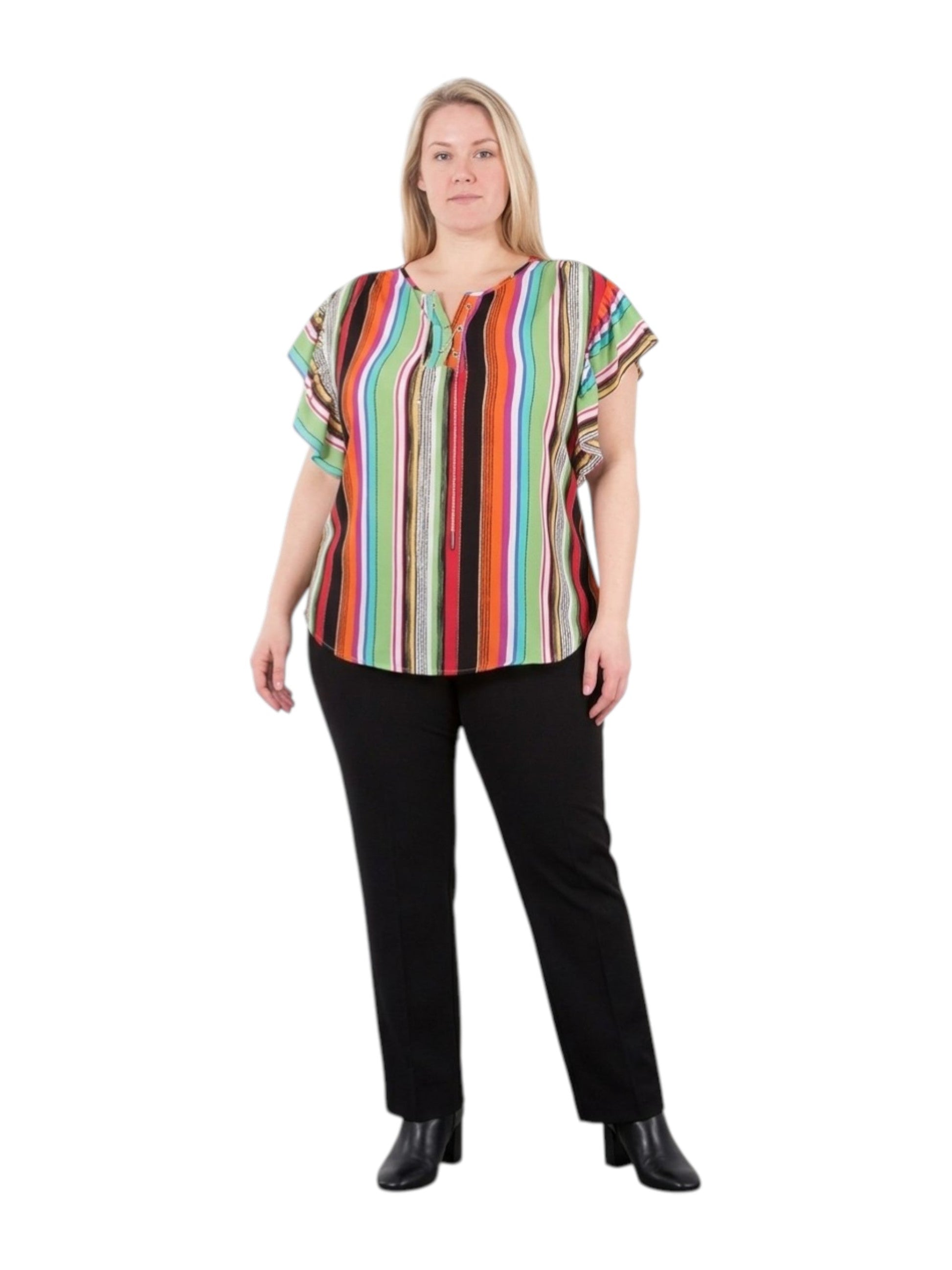 Women's Multi Colored Striped Top,Multi