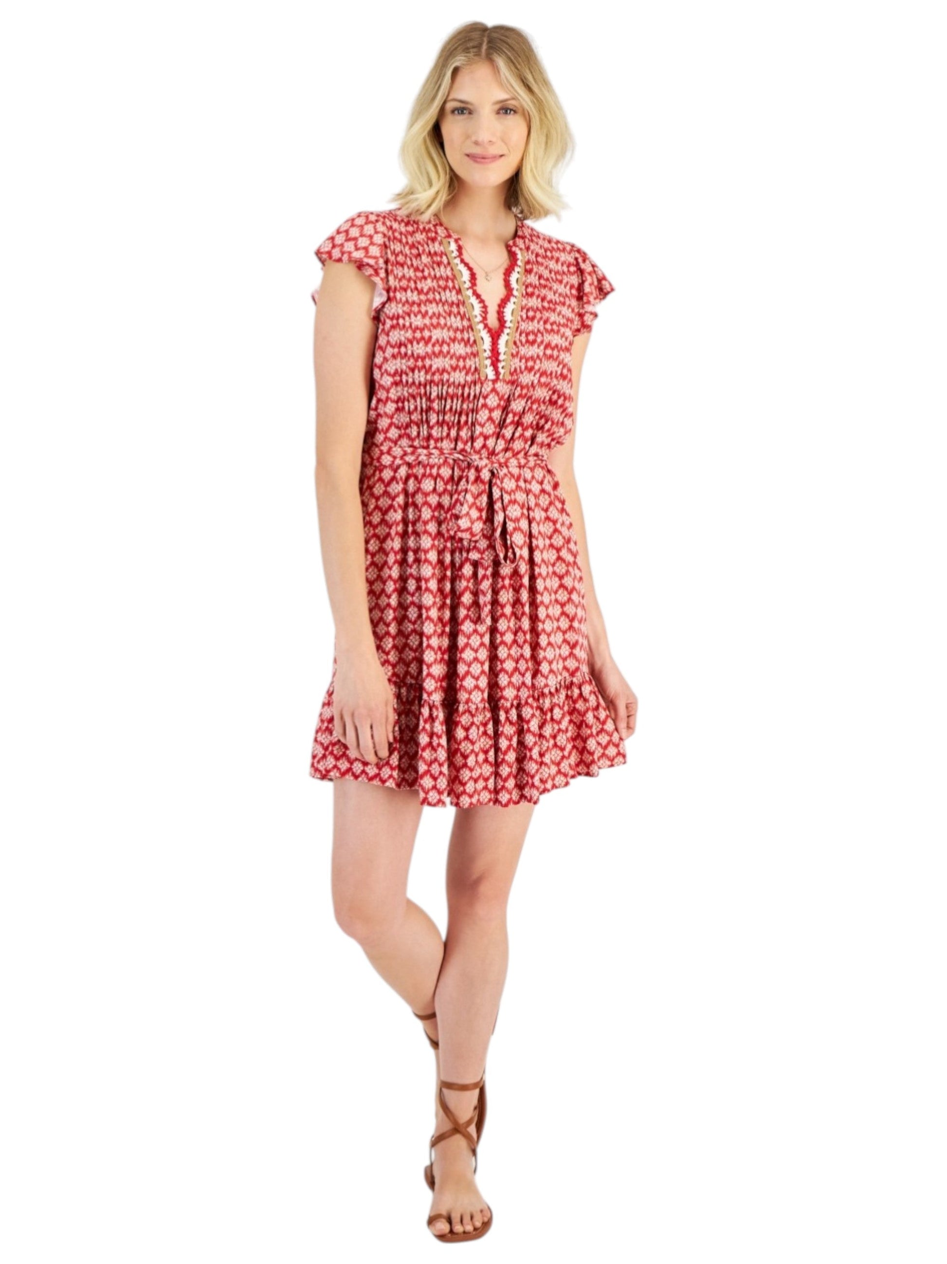Women's Printed Dress,Red
