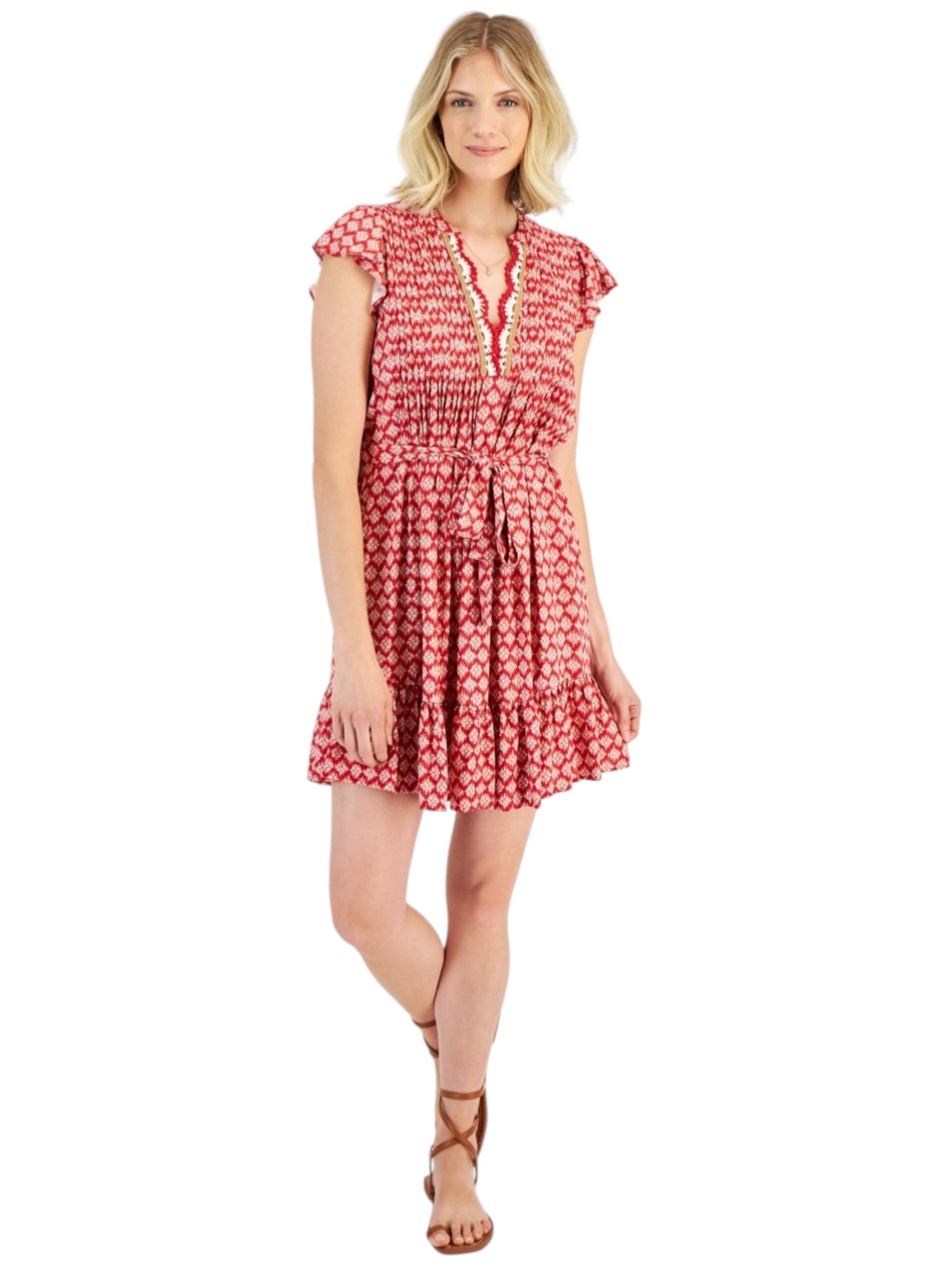 Women's Printed Dress,Red