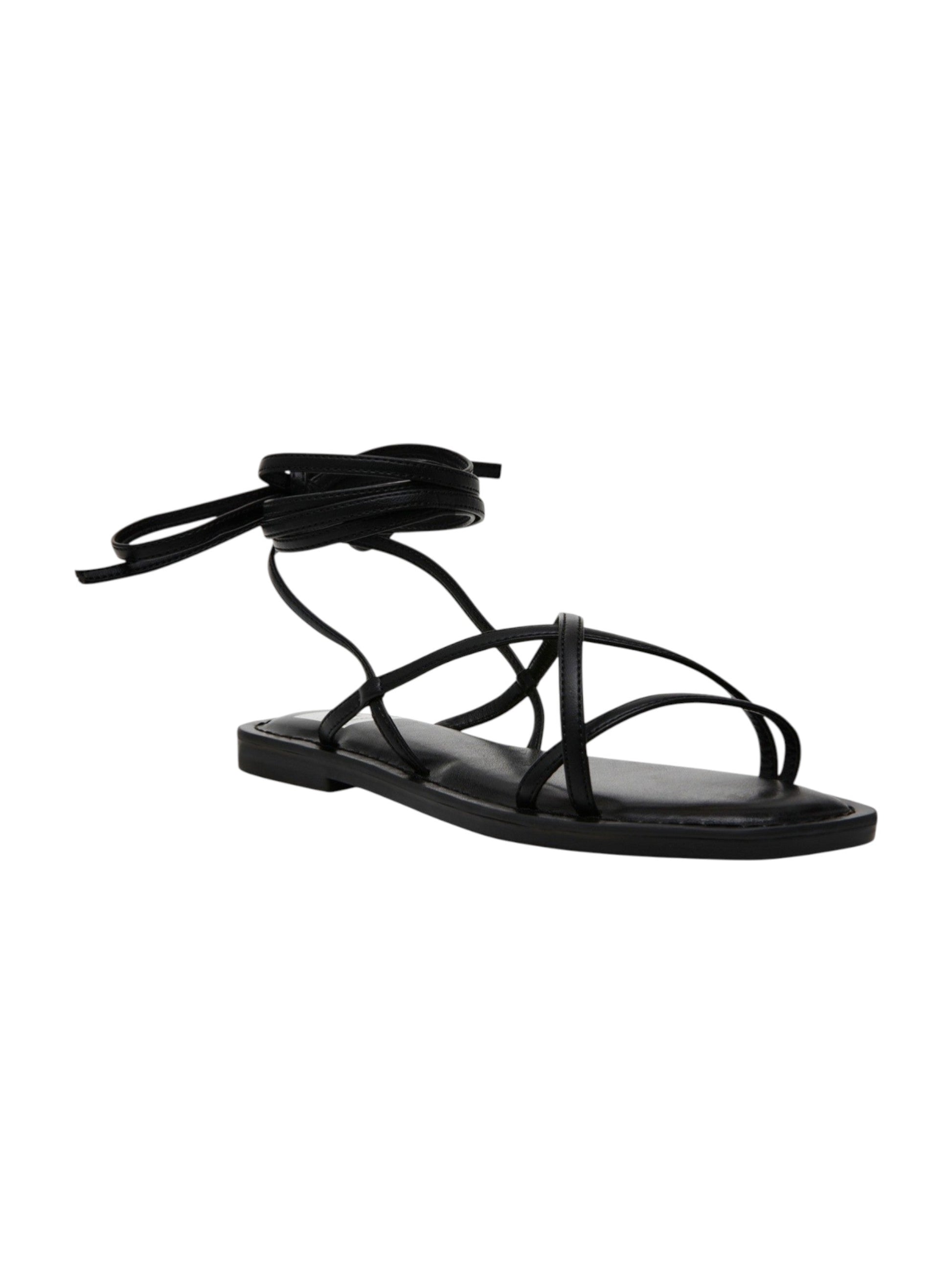 Women's Wrapped Ribbed Sandals,Black
