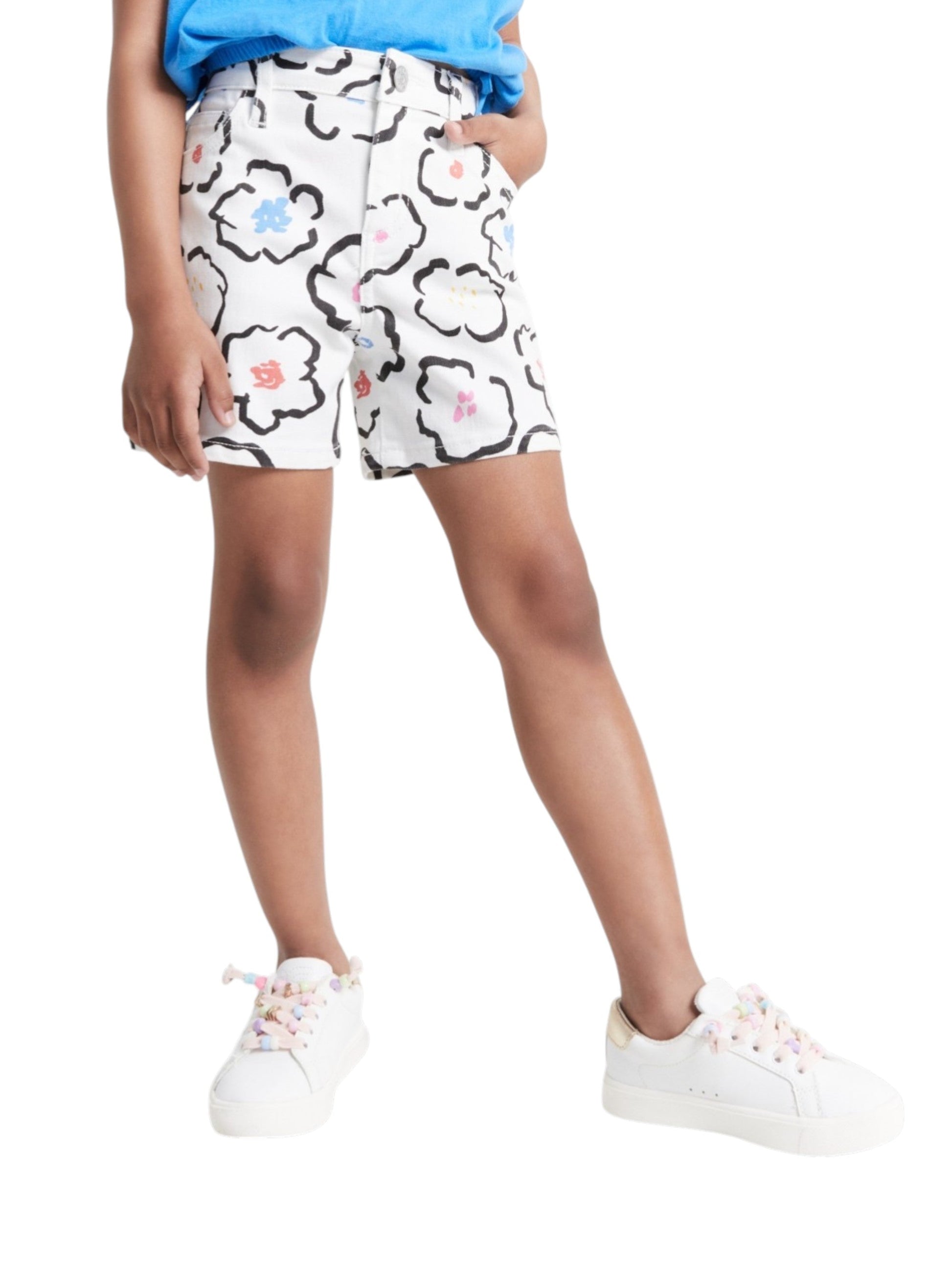 Kids Girl's Printed Short,White