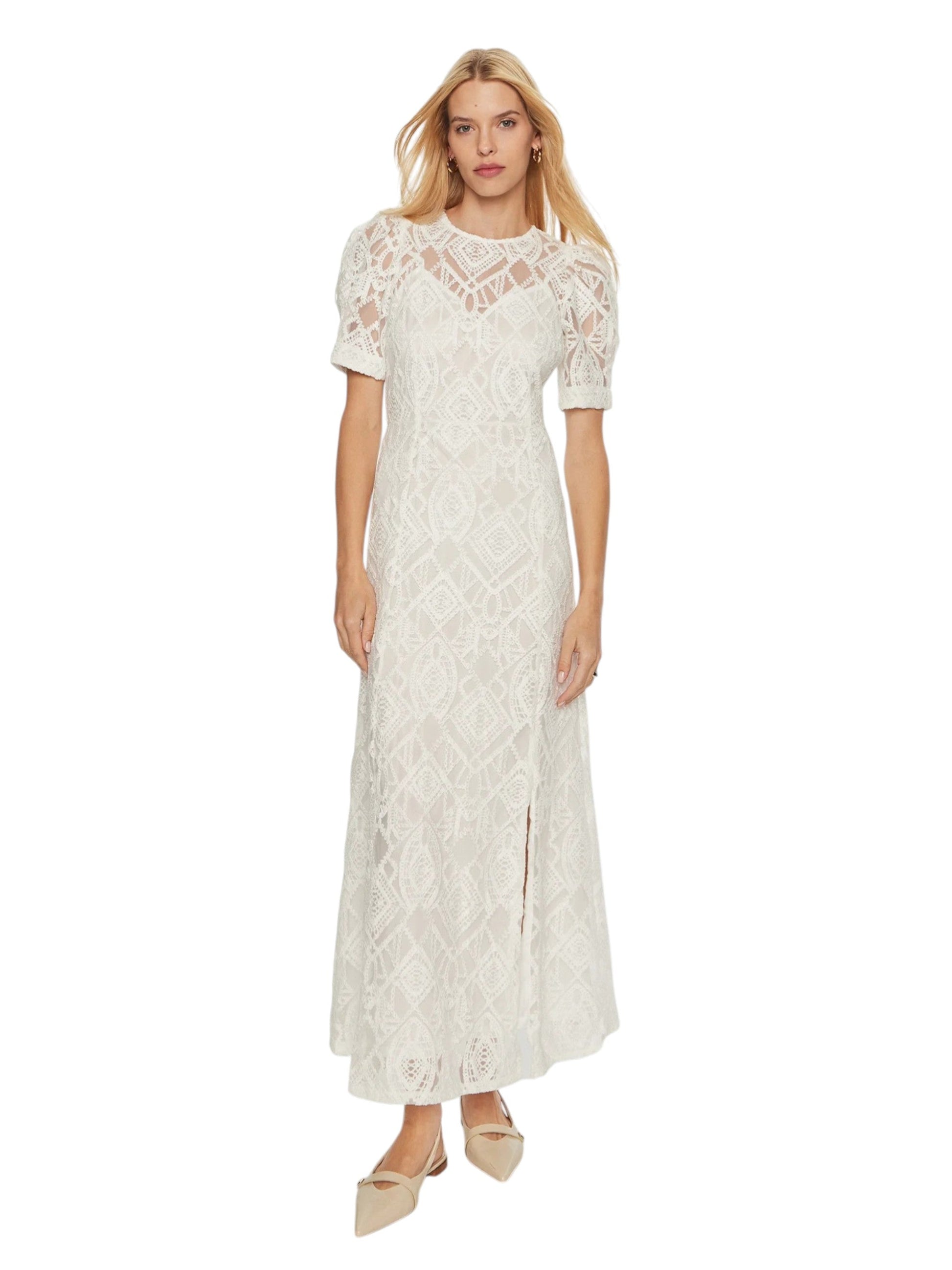 Women's Textured Dress,White