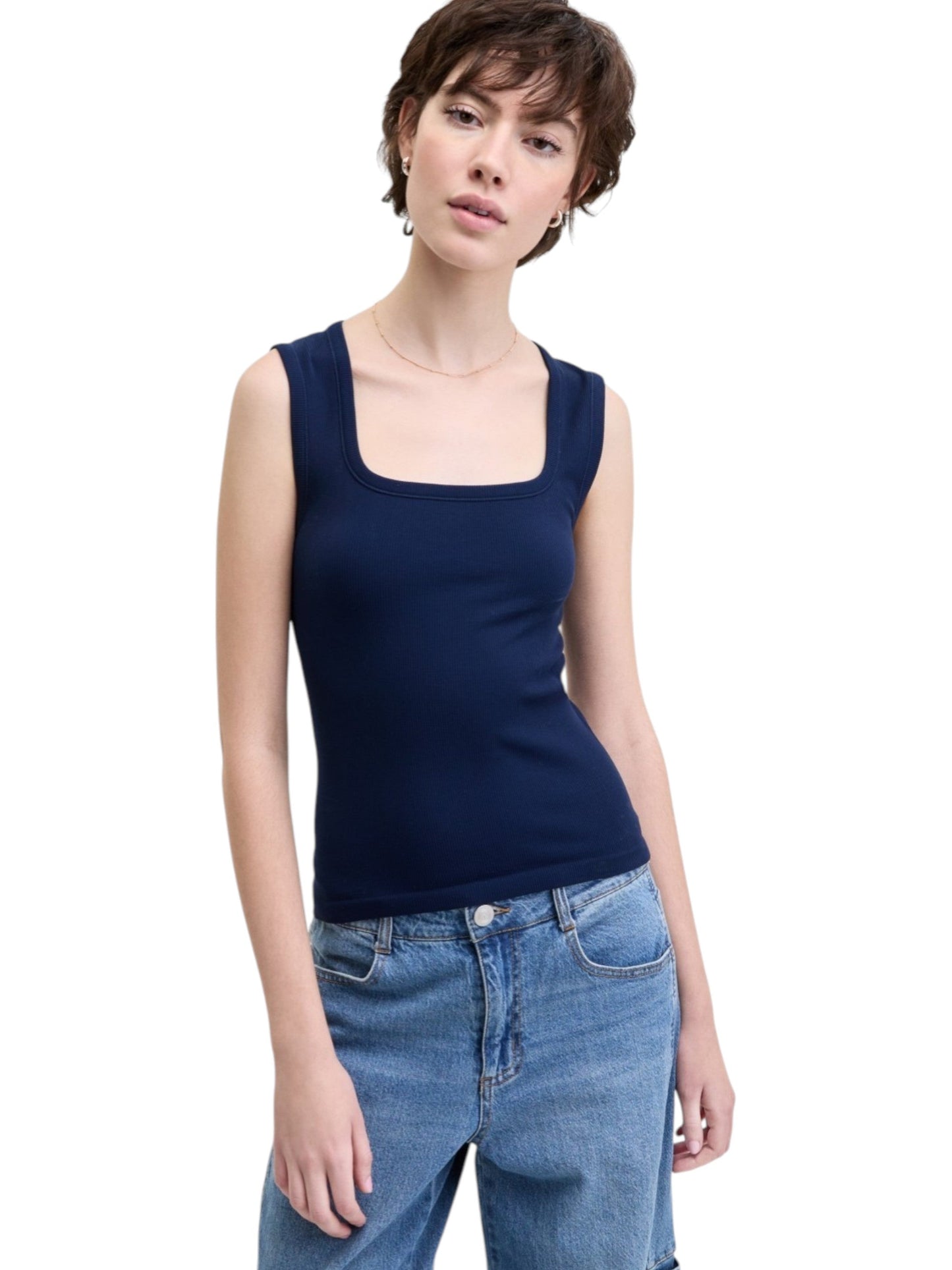 Women's Ribbed Top,Navy