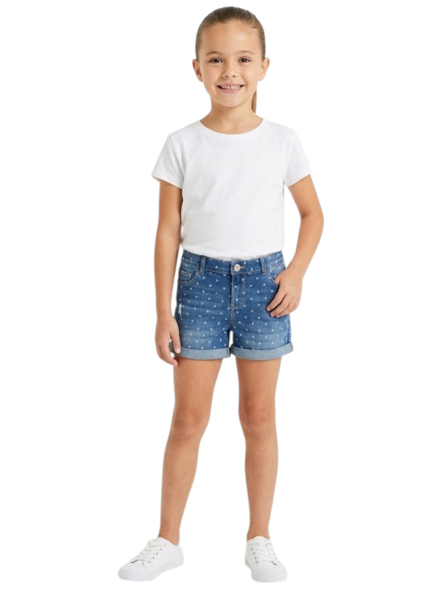Kids Girl's Stars Printed Short,Navy