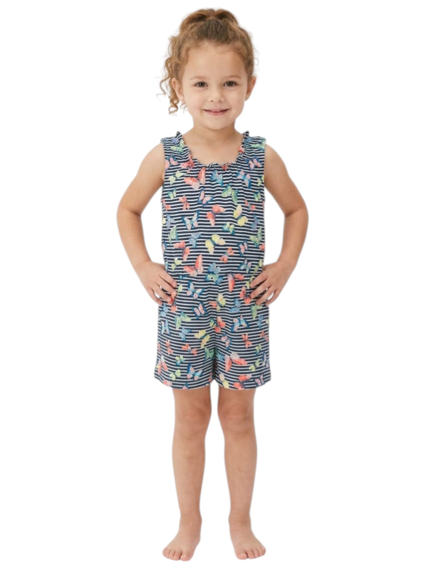 Kids Girl's Printed Striped Jumpsuit,Navy
