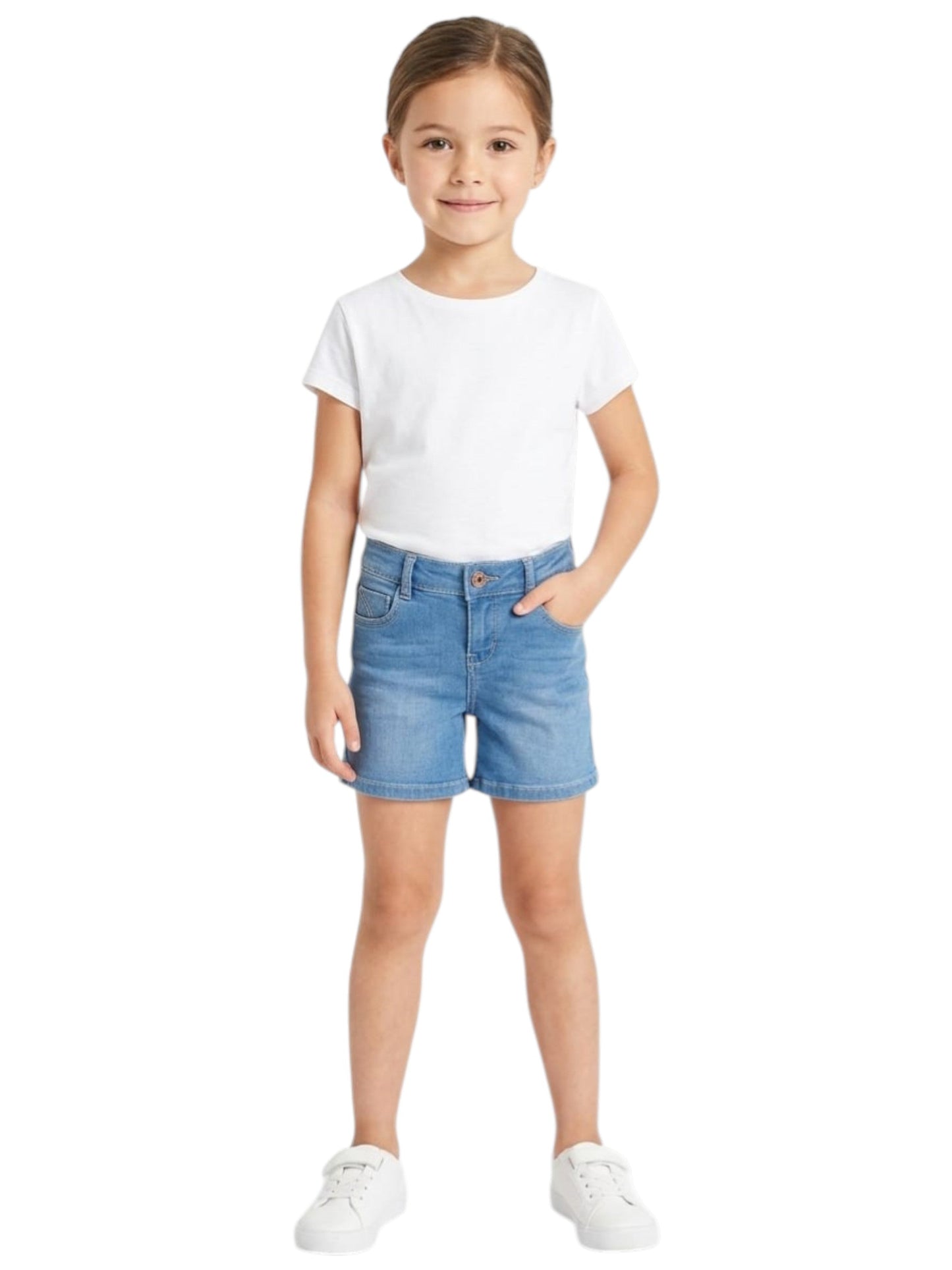 Kids Girl's Plain Short,Jeans Blue