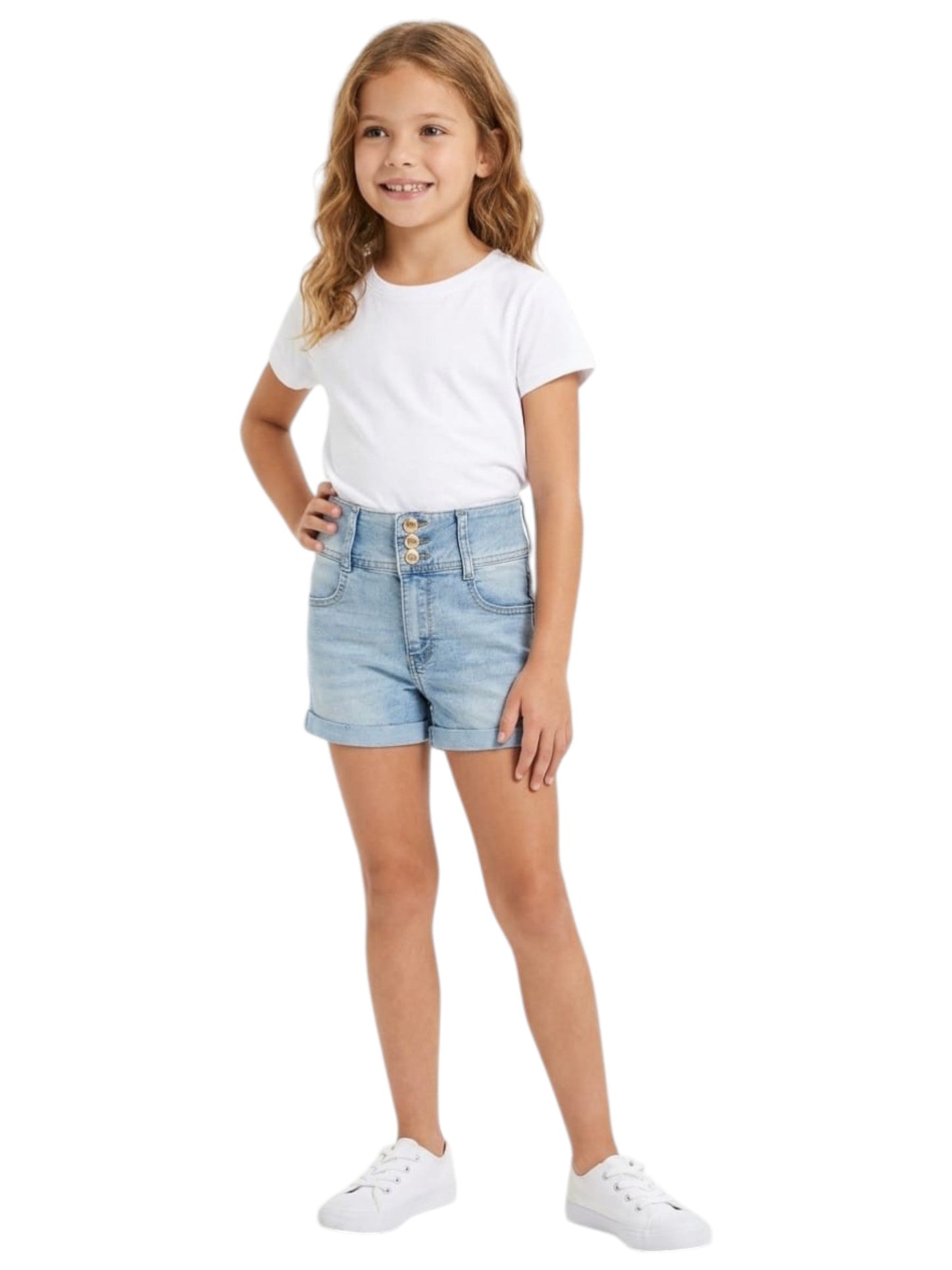 Kids Girl's Plain Short,Jeans Blue