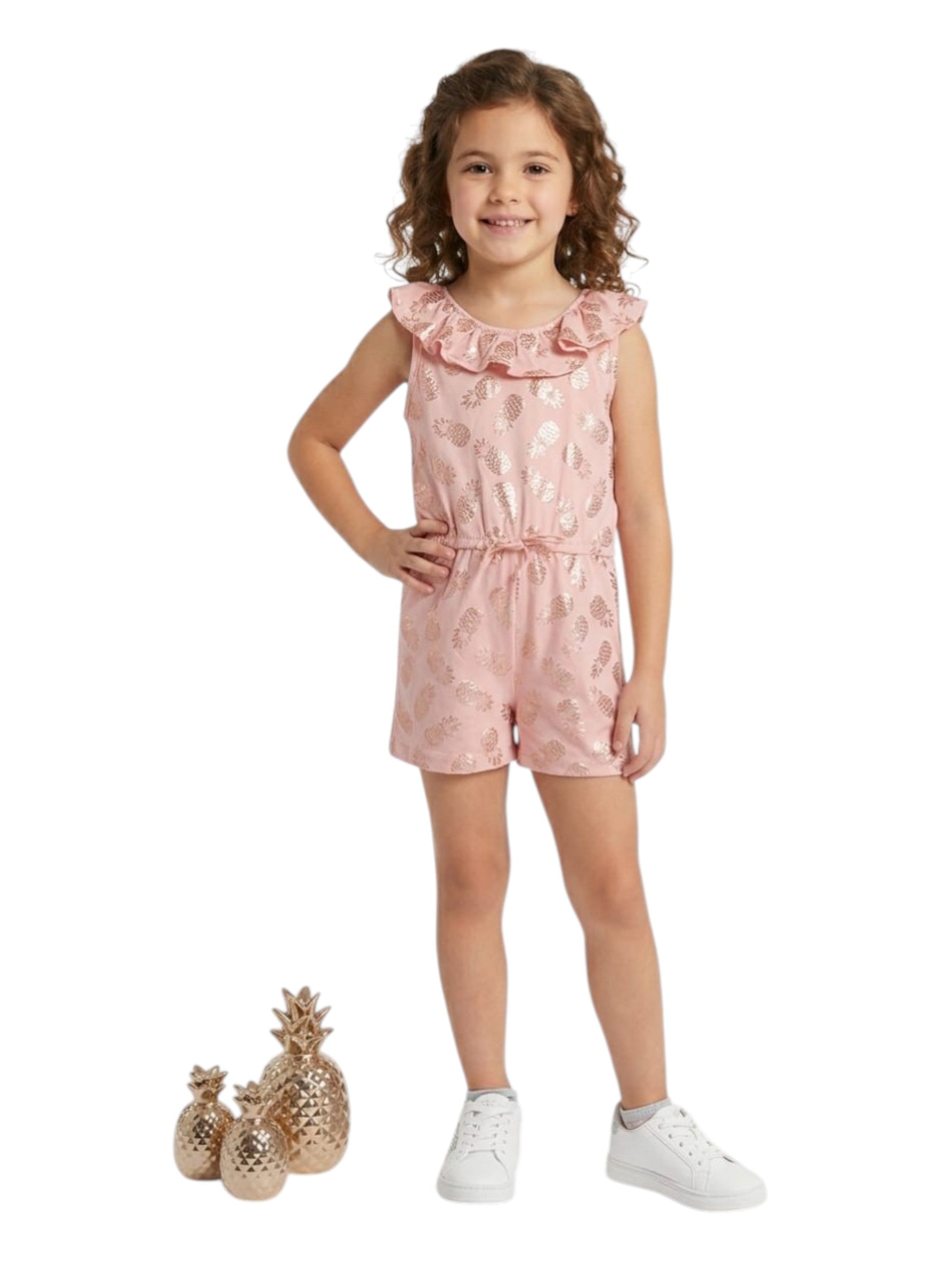 Kids Girl's Printed Jumpsuit,Light Peach