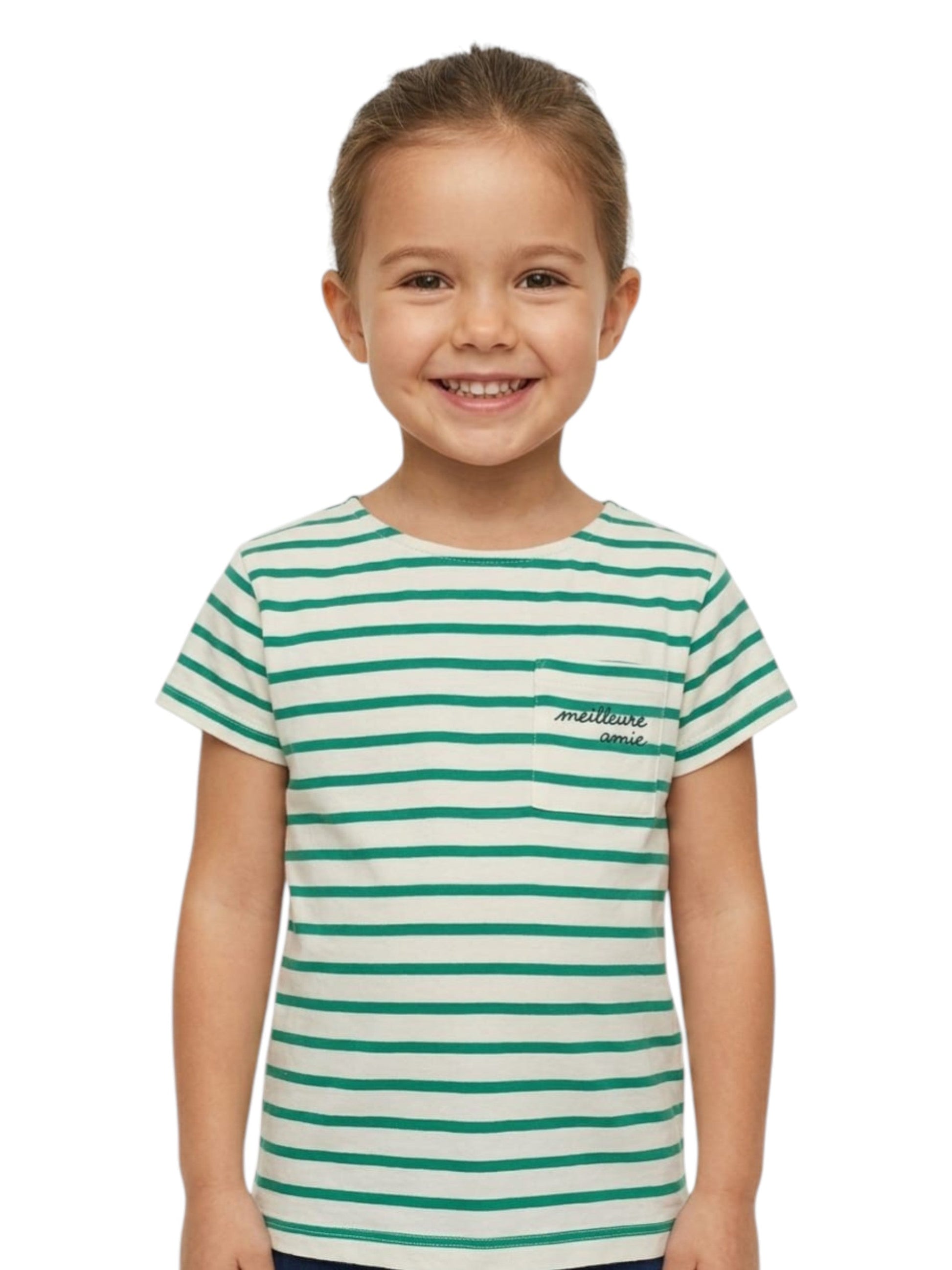 Kids Boy's Green Striped Top,White