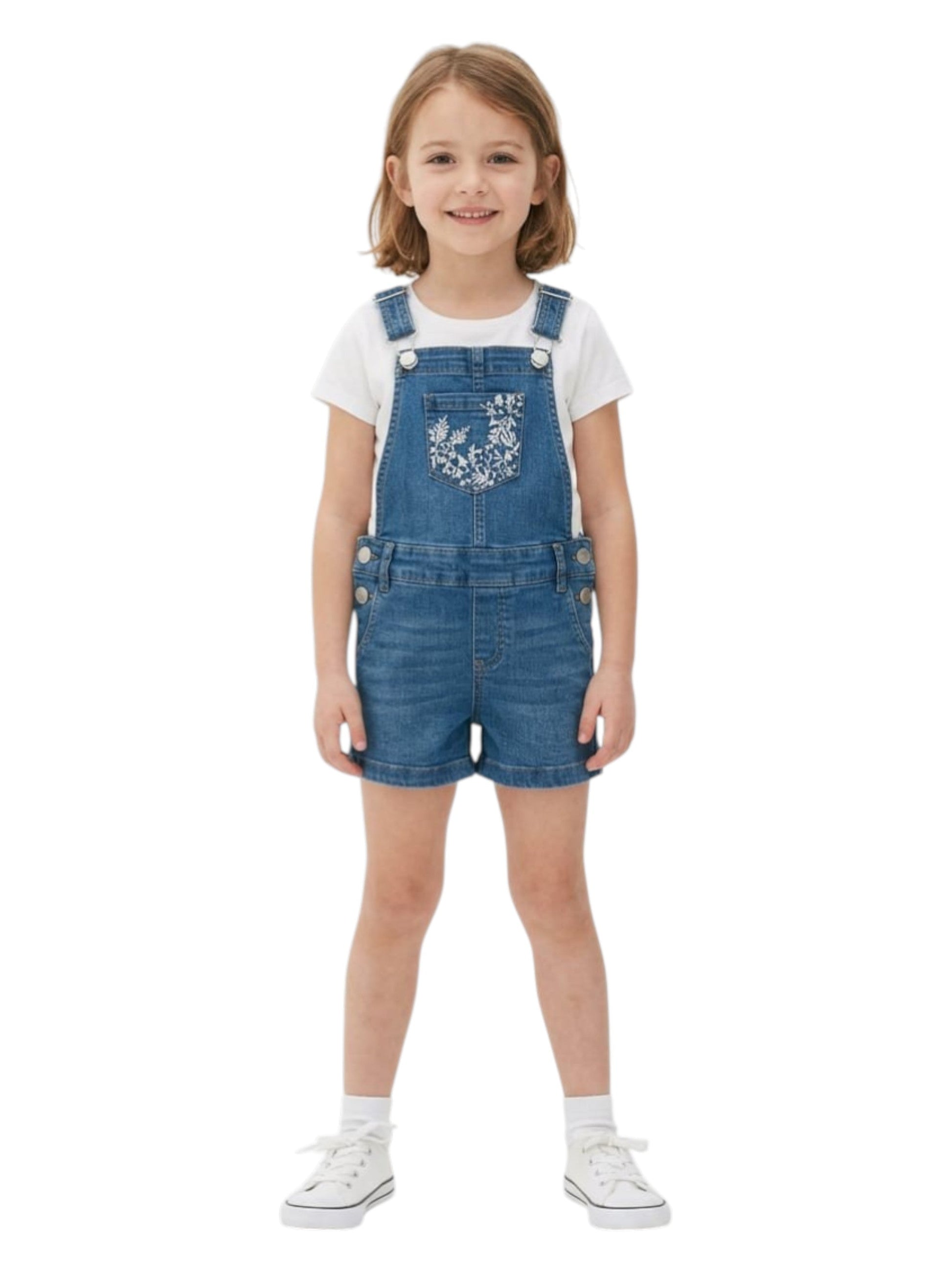 Kids Girl's Embroidered Jumpsuit,Blue