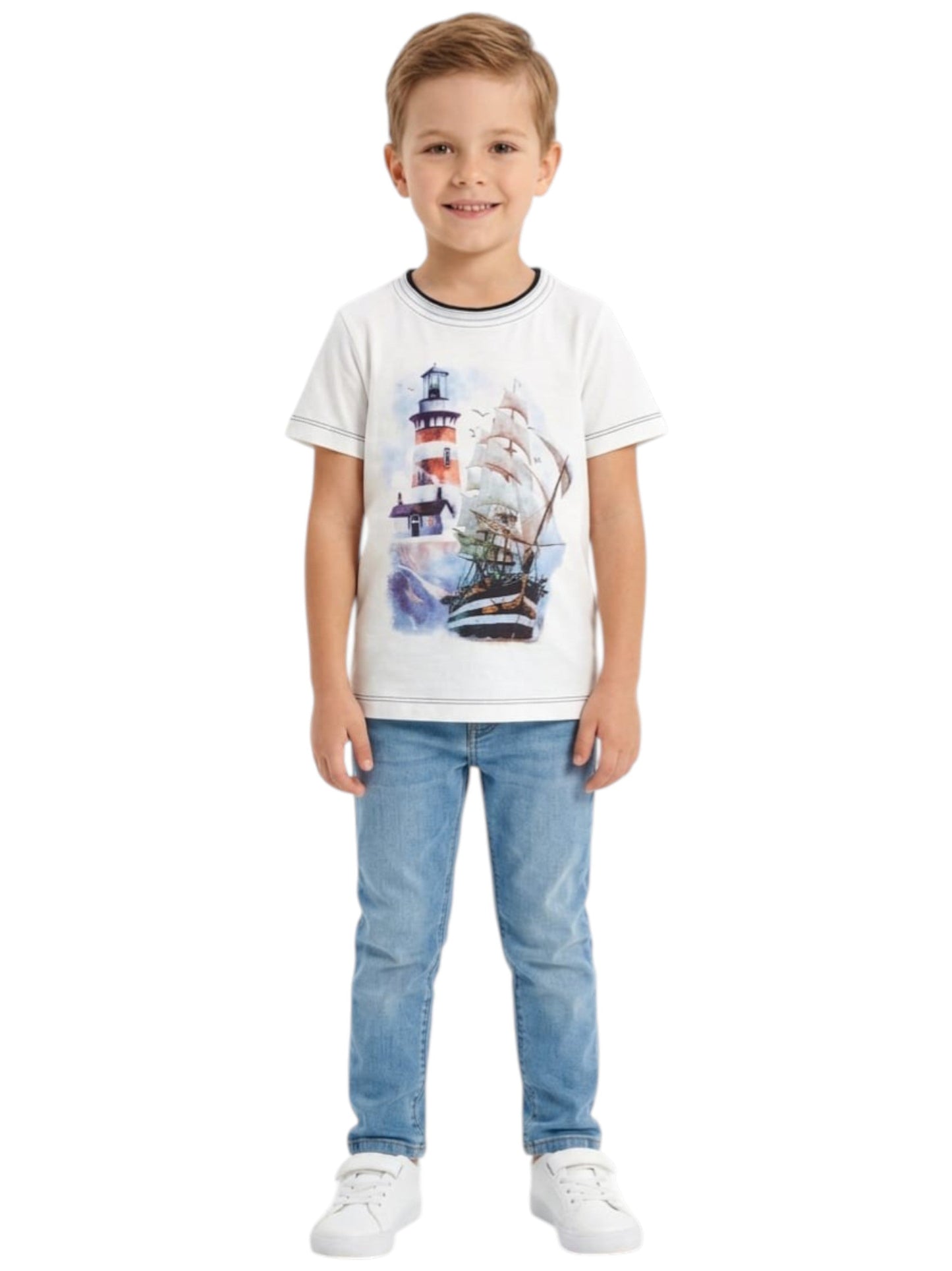 Kids Boy's Printed Top,White