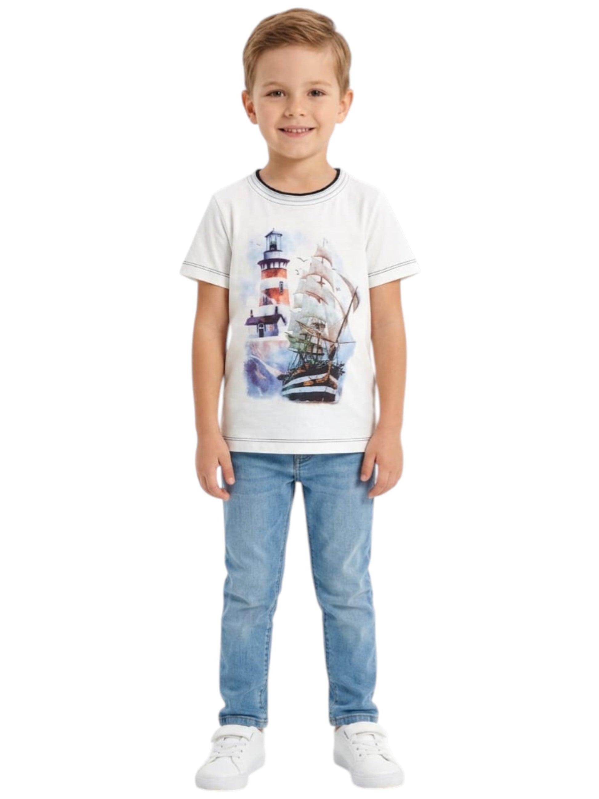 Kids Boy's Printed Top,White