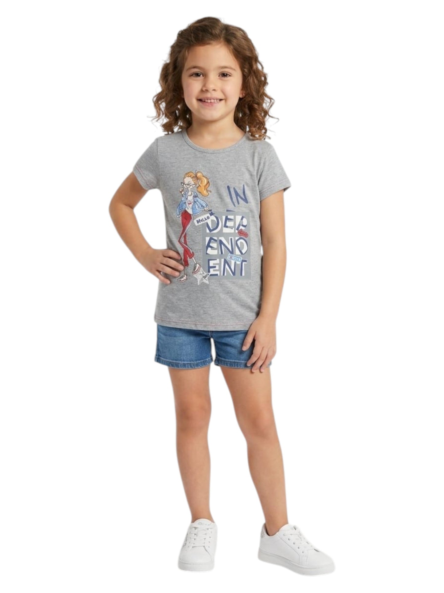 Kids Girl's Printed Top,Grey