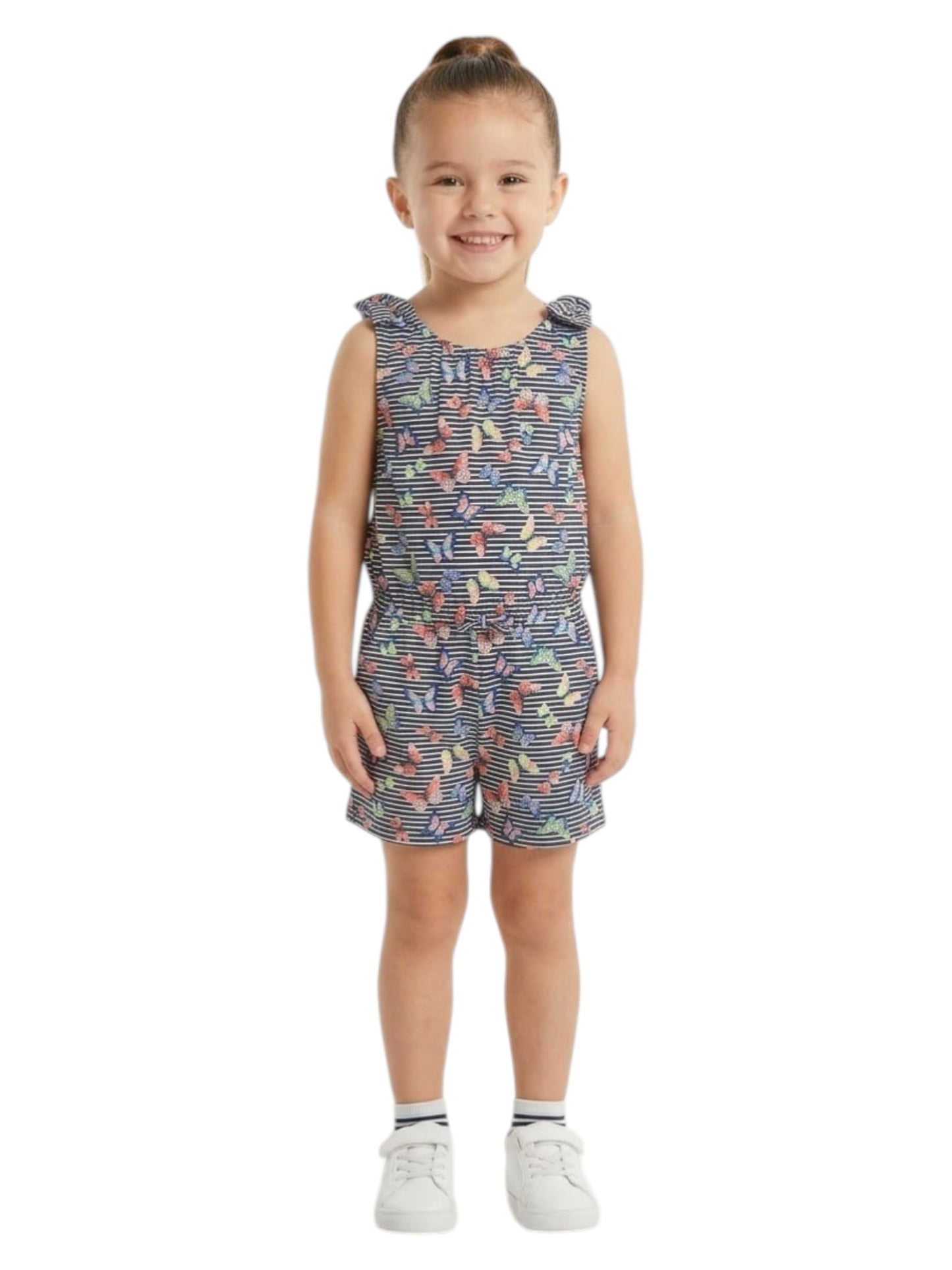 Kids Girl's Striped Printed Jumpsuit,Navy
