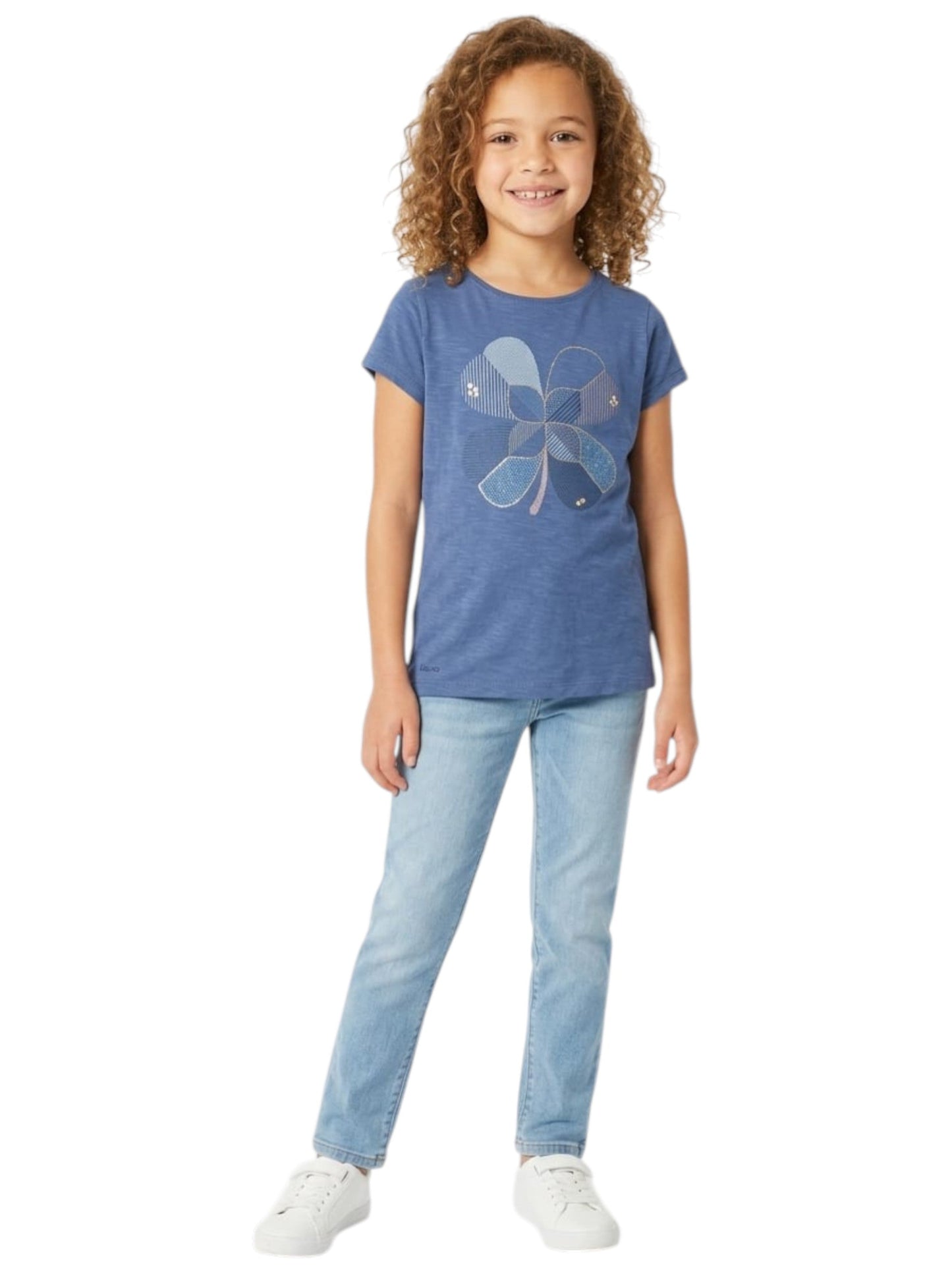 Kids Girl's Printed Top,Dusty Navy