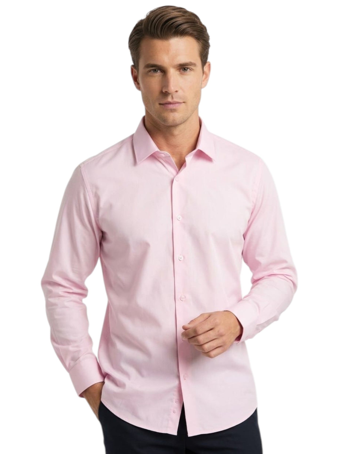 Men's Plain Dress Shirt,Pink
