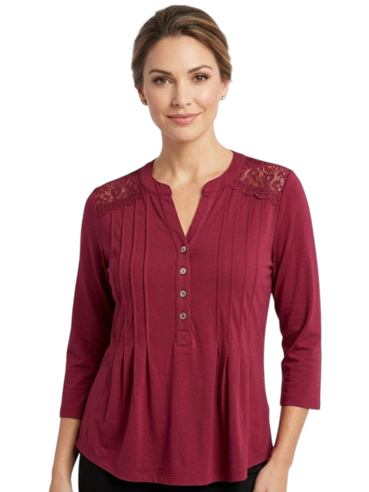Women's Mesh Plain Top,Burgundy
