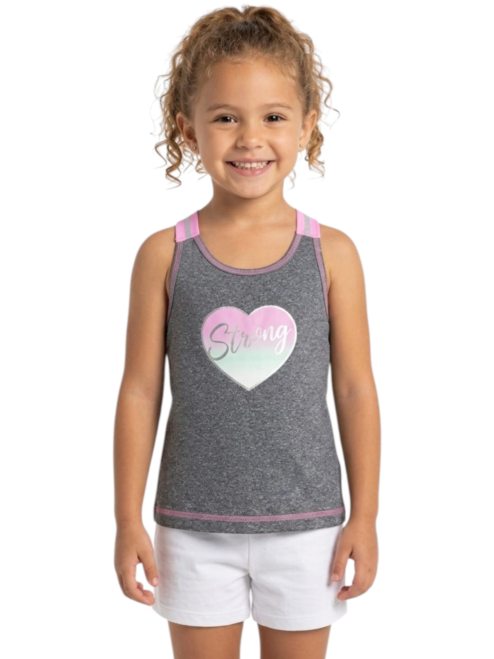 Kids Girl's Heart Printed Top,Grey