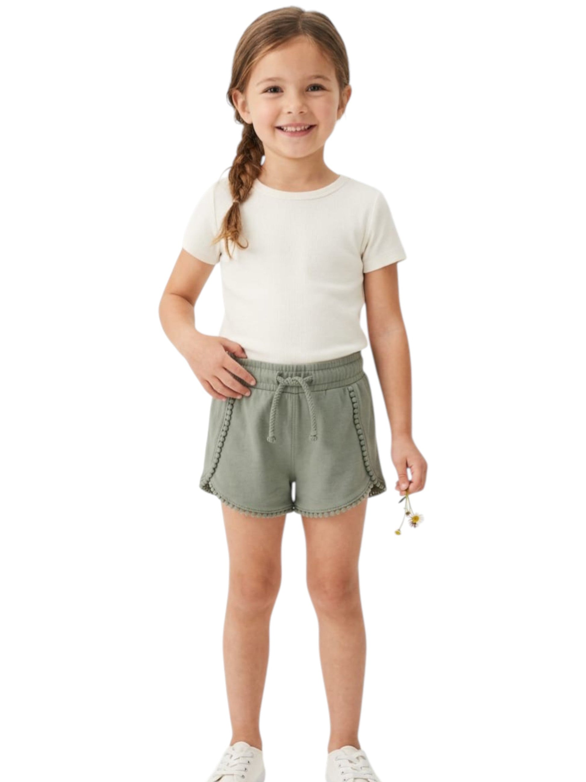 Kids Girl's Plain Short,Olive